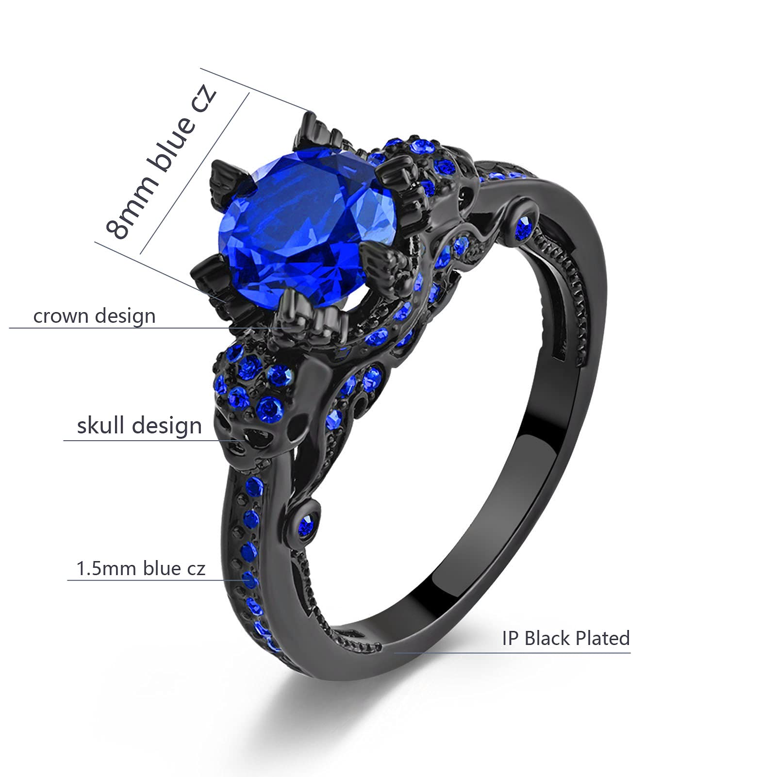 Matching Couple Rings for Him and Her - Skull Design with Green CZ Stones - Wedding Band Sets - Perfect for Anniversaries, Engagements & Gothic Style Jewelry Lovers