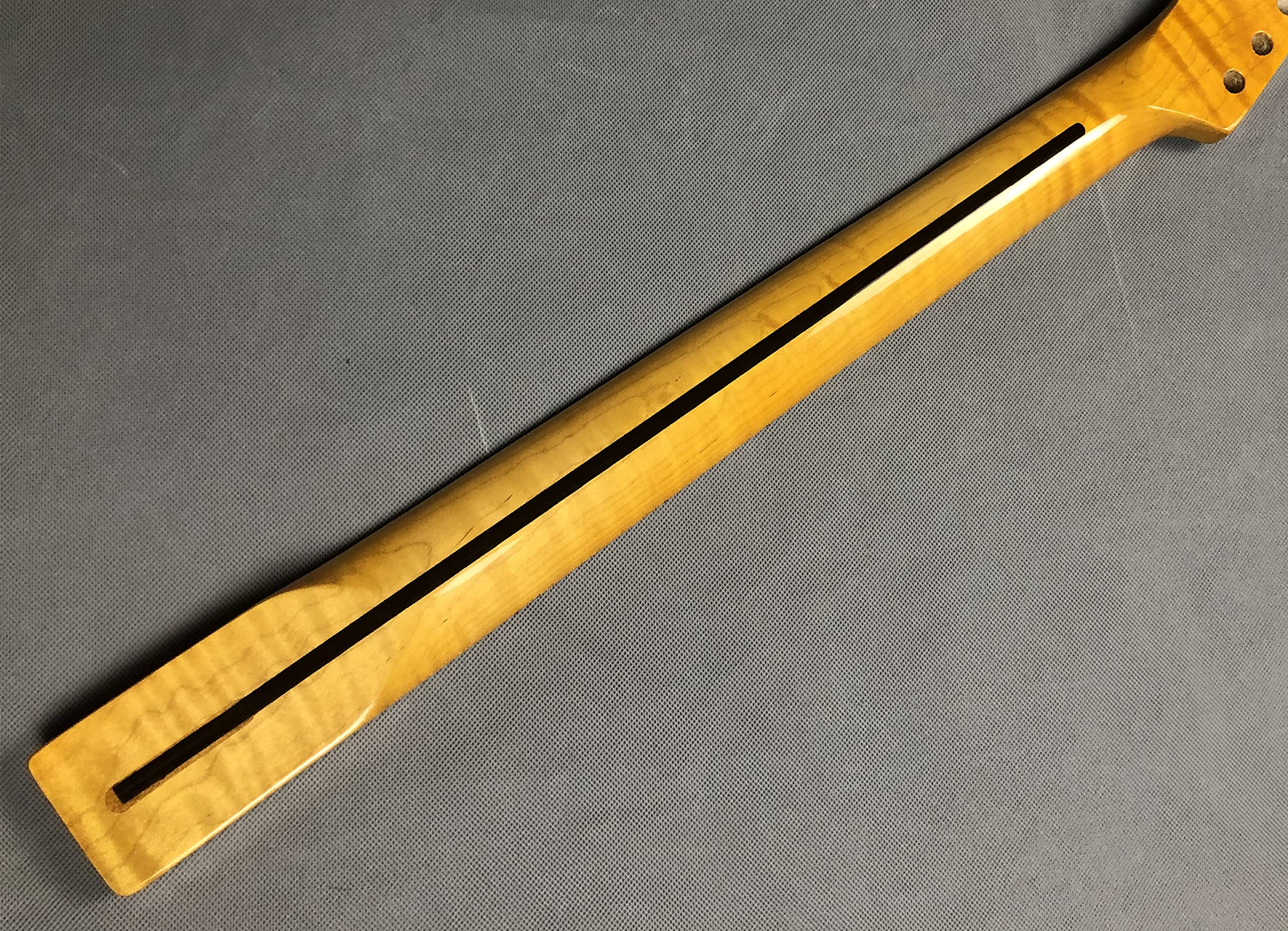 Premium Flame Maple Guitar Neck - 21 Frets, 25.5