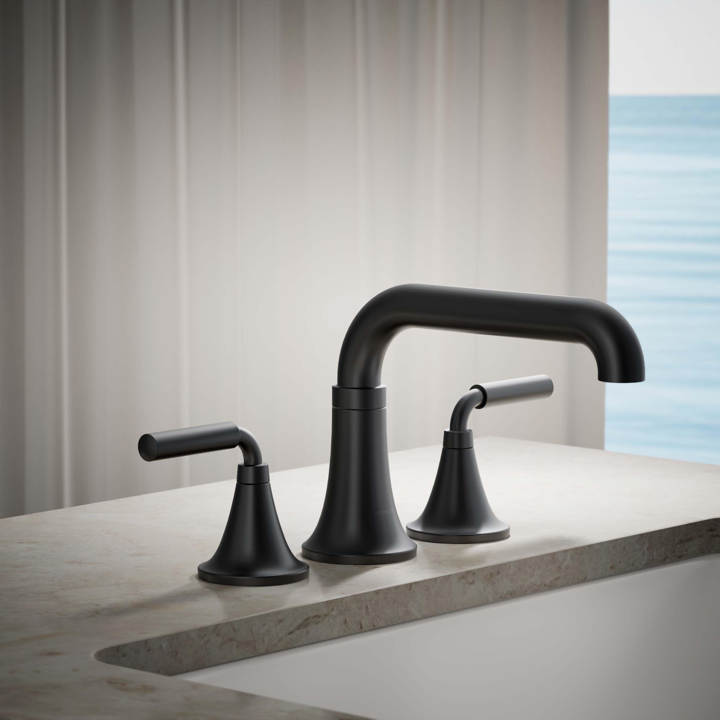 KOHLER TONE® Deck Mount Bathroom Faucet - Modern Single Hole Bath Sink Faucet for Bathroom Vanity, Perfect for Home Renovation & Spa Style Decor