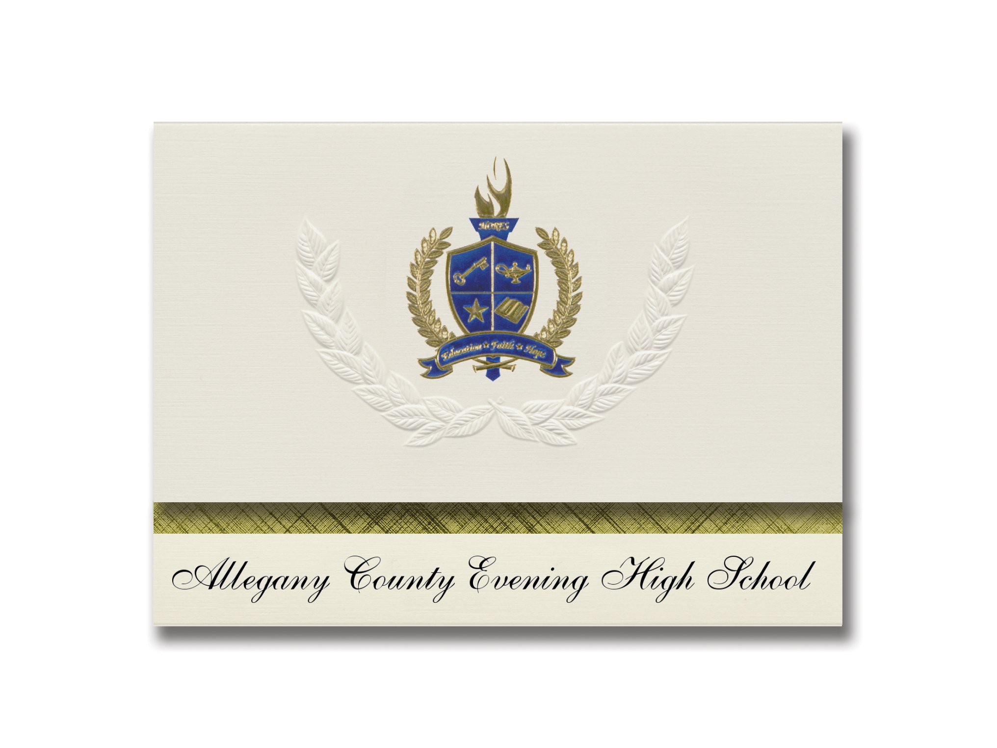 Allegany County Evening High School Graduation Announcements - Presidential Elite Pack of 25 with Gold & Blue Metallic Foil Seal | Premium Frostburg MD Commencement Invitations for Graduates, Family & Friends | Perfect for Graduation Ceremonies, Memory Books and Gift Keepsakes