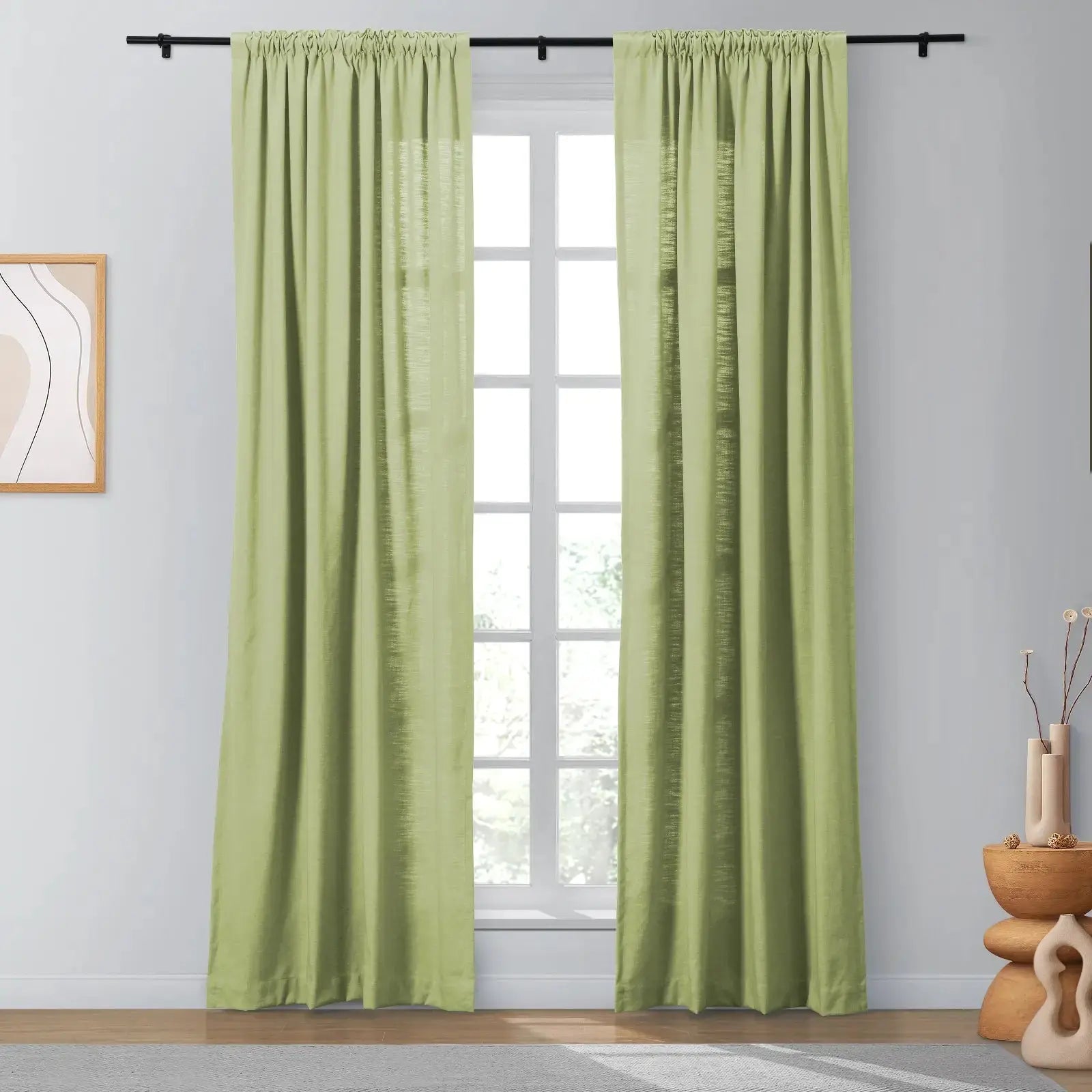 Isabella Heavyweight Cotton Blackout Curtains - Soft Top Thermal Insulated Drapes for Living Room & Bedroom - Noise Reducing & Energy Saving Window Treatments
