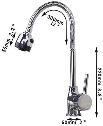 Modern Chrome Kitchen Sink Faucet with Swivel Spout & Ceramic Disc - Hot/Cold Water Mixer Tap for Contemporary Homes | Perfect for Washing Dishes, Food Prep & Kitchen Cleaning