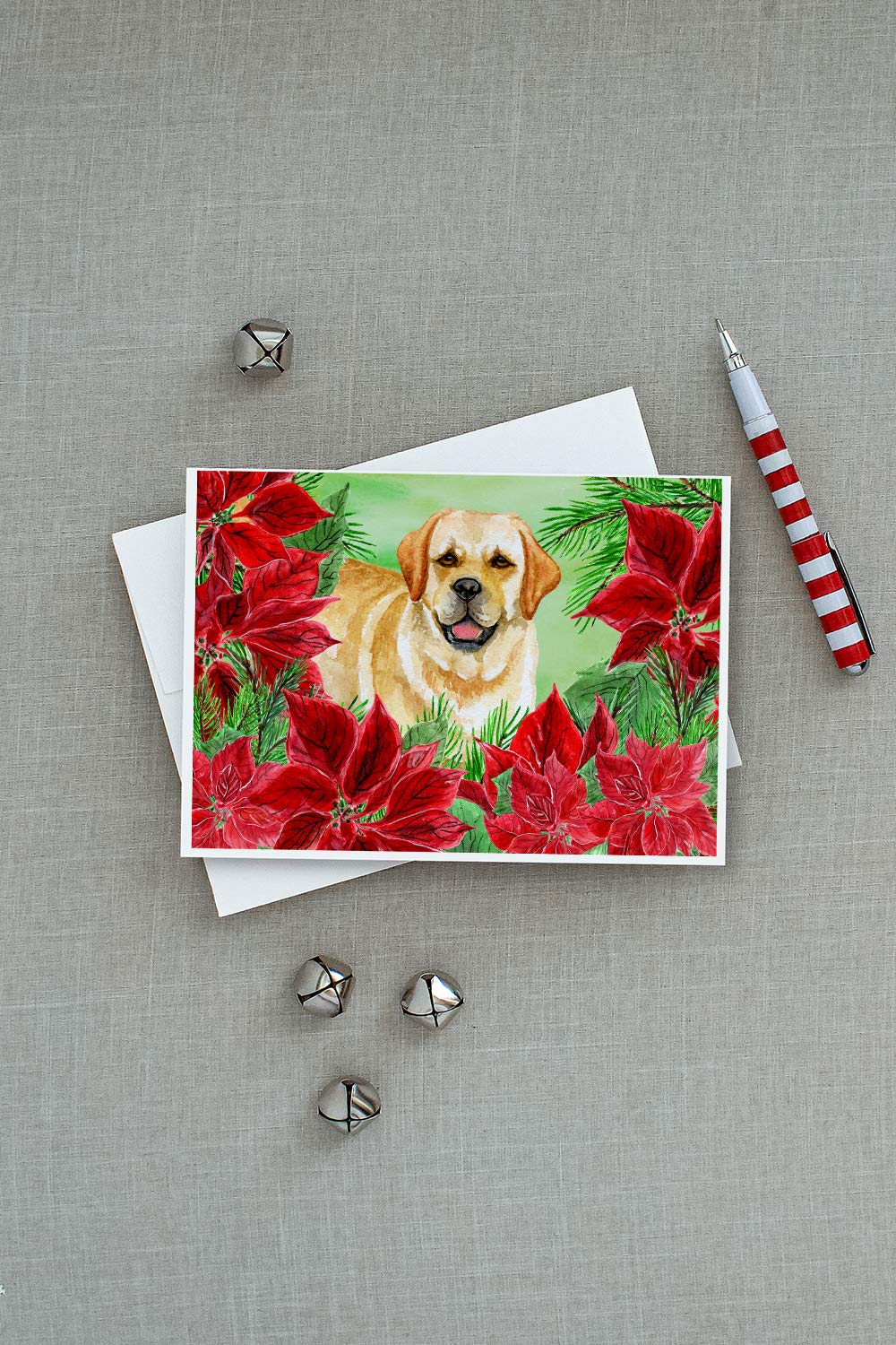 Golden Retriever Poinsettia Christmas Greeting Cards - Pack of 8 Blank A7 Note Cards (5x7 inches) with Envelopes | Whimsical Holiday Card Set for Christmas Wishes, Thank You Notes & Seasonal Greetings