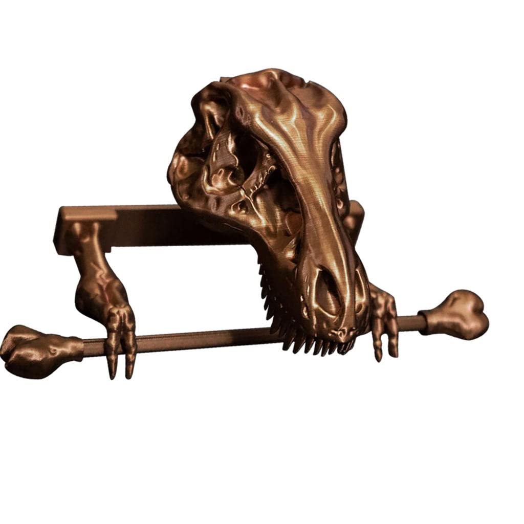 Gazechimp Dinosaur Skeleton Tissue Holder - Bronze Rustic Standing Bathroom Organizer for Toilet Paper & Napkins | Perfect for Dinosaur-Themed Bathroom Decor, Kids Room, and Jurassic Party Supplies