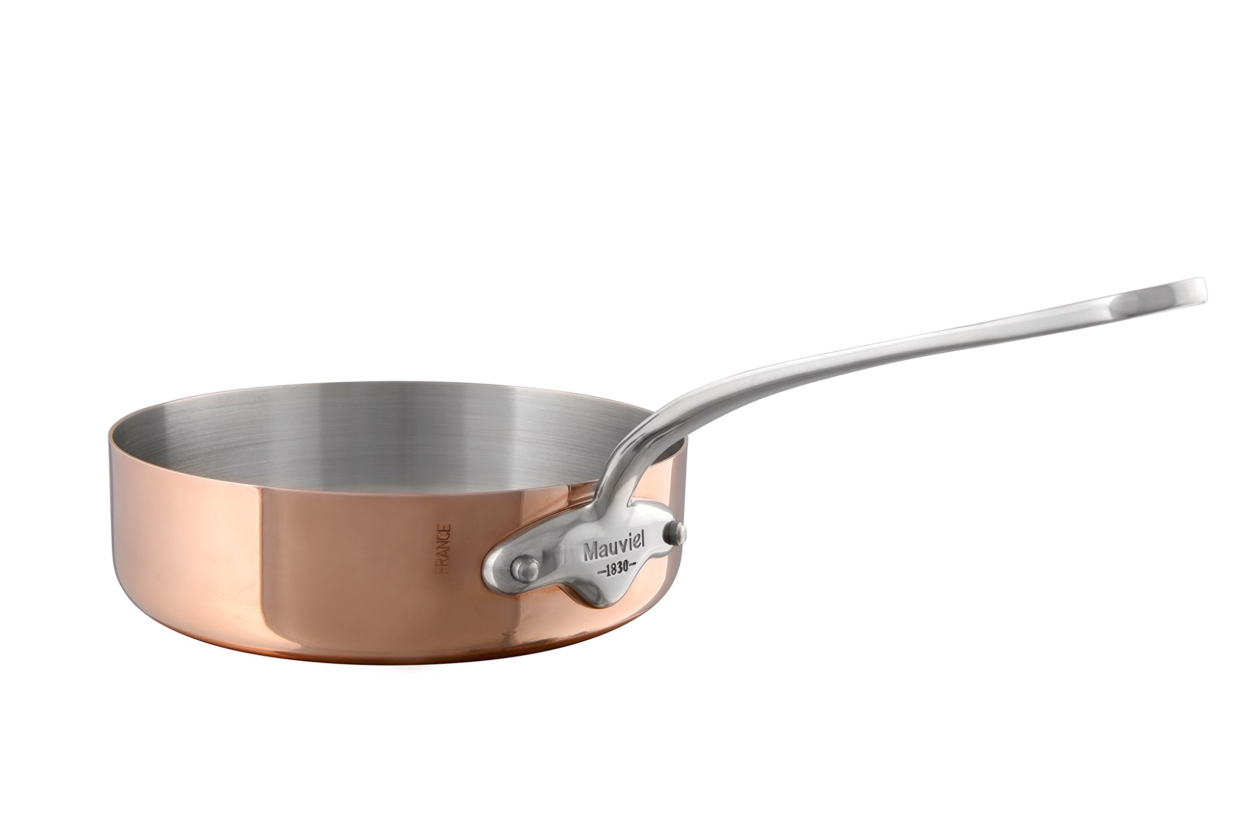 Mauviel M'Heritage 150S 1.5mm Copper & Stainless Steel Saute Pan with Cast Handle - 1.1 Quart French Cookware for Professional Chefs & Home Cooking - Perfect for Searing, Sauteing & Sauce Making