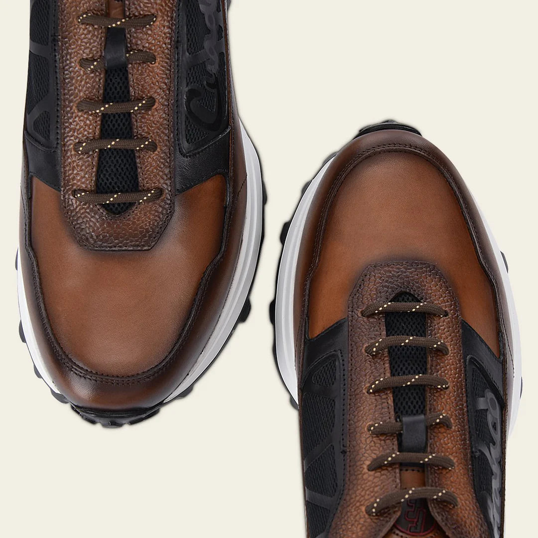 **Men's Cuadra Almond Casual Fashion Cowhide Leather Sneakers - Comfortable & Stylish for Everyday Wear, Work, and Travel**