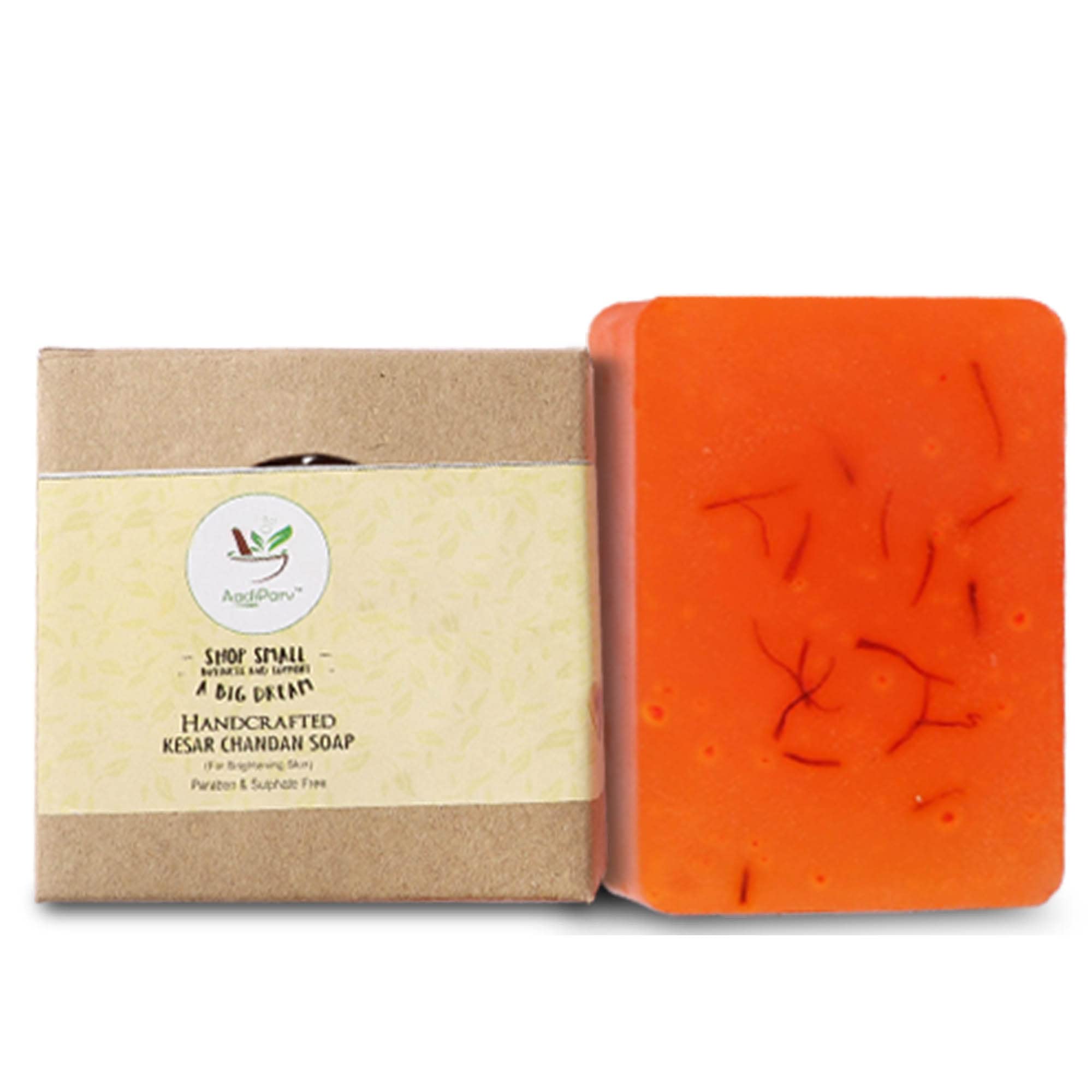 Natural Kesar Chandan Handmade Soap for Glowing Skin - Organic Cleanser with Lovely Fragrance - Beauty Bath & Shower Soap - Pack of 1 - Perfect for Daily Skincare Routine & Relaxing Spa Experience