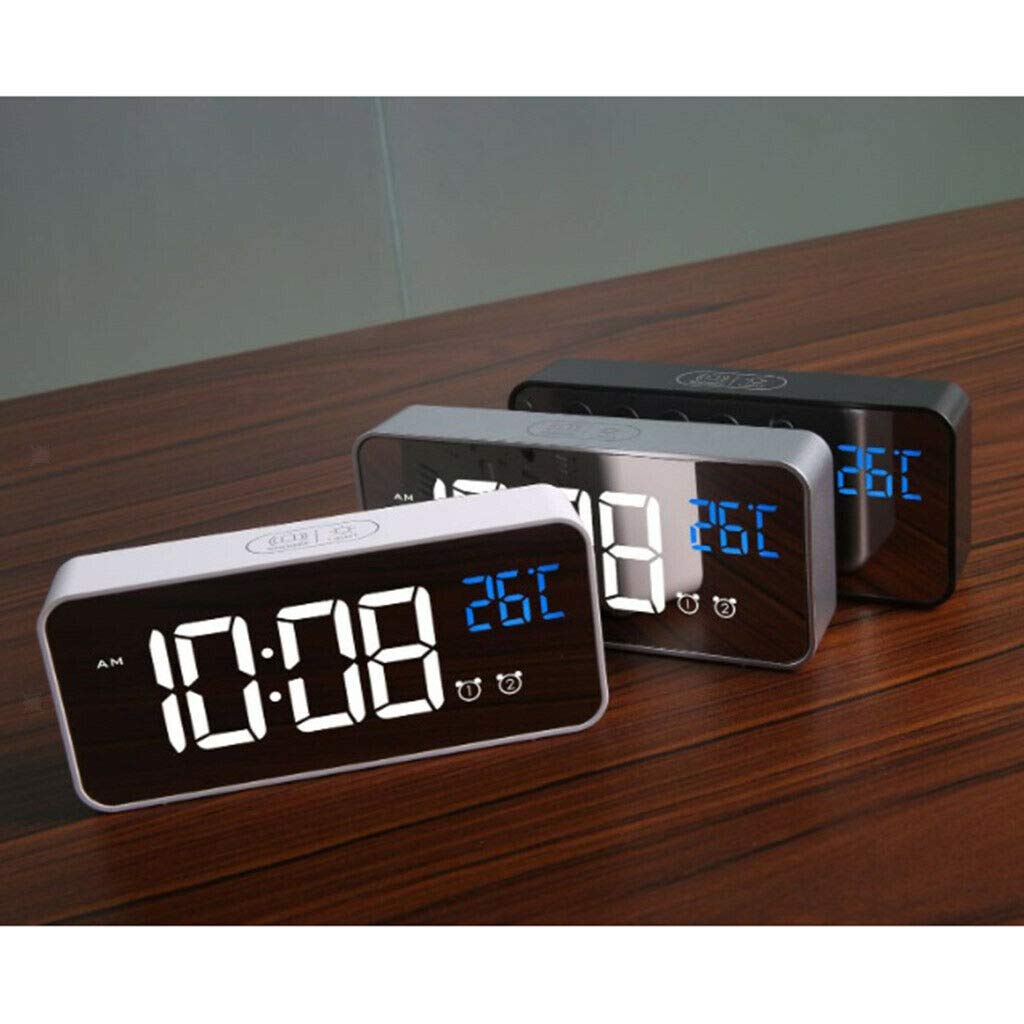 12/24H USB Rechargeable Mirror Alarm Clock - 2 Pack for Bedroom & Home Decor | Stylish Digital Display, Modern Nightstand Accessory for Bedside, Office, or Gift