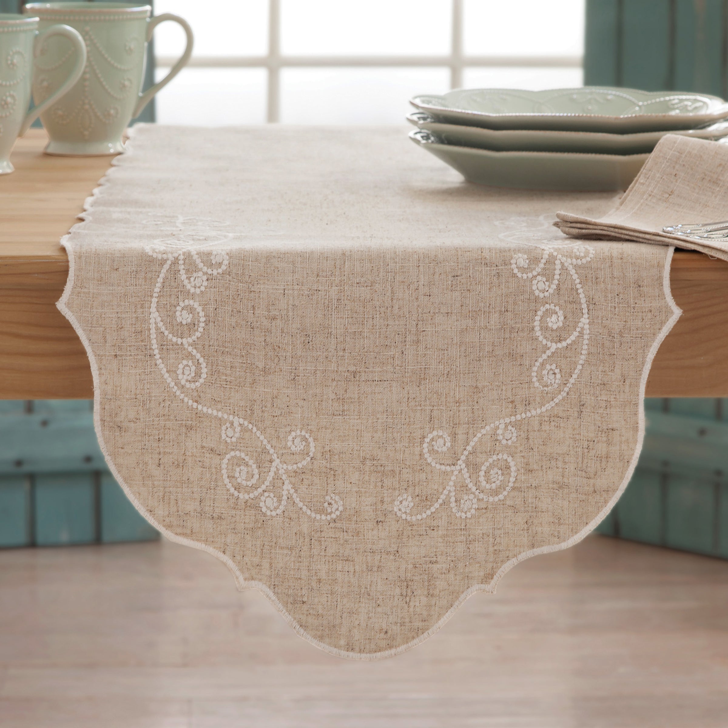 French Pearl Linen Table Runner - Elegant & Durable Dining Table Decor for Weddings, Holidays & Everyday Home Decor