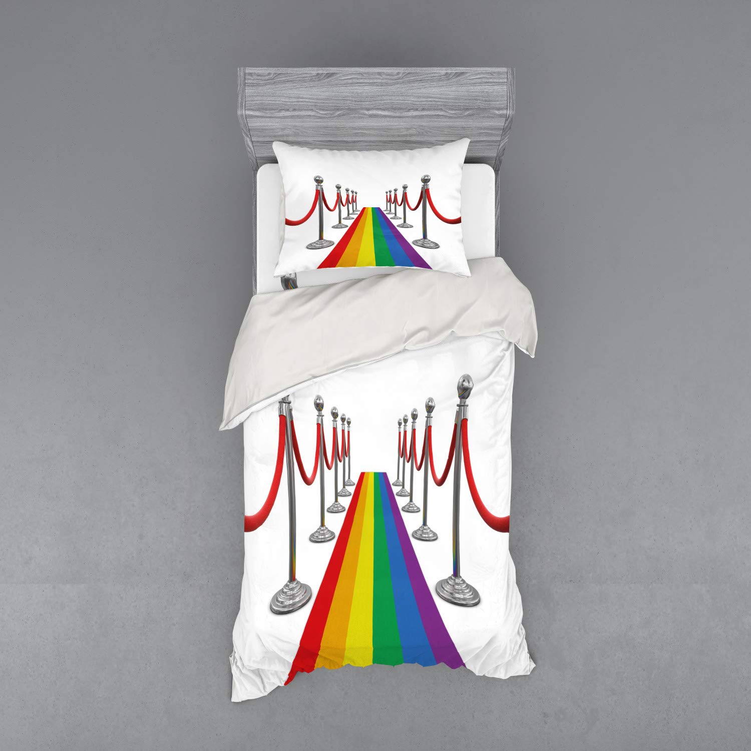 Ambesonne Pride Duvet Cover Set - Colorful Gay Parade Celebration 3-Piece Bedding Set with Sham & Fitted Sheet, Twin Size, Multicolor - Perfect for LGBTQ+ Events, Pride Month Decor, and Themed Bedroom Makeovers
