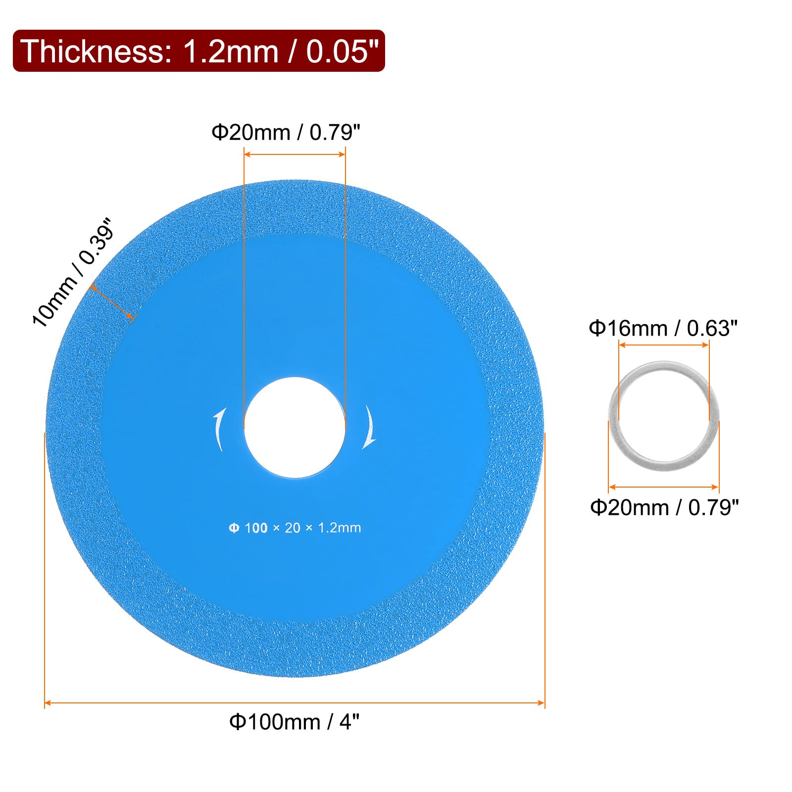HARFINGTON 4-inch Diamond Saw Blade - Ultra Thin 100x20x1.2mm 60-Grit Glass Cutting Wheel for Angle Grinder - Smooth Cutting for Glass, Crystal, Tiles - Perfect for DIY Projects, Home Renovation & Craft Work