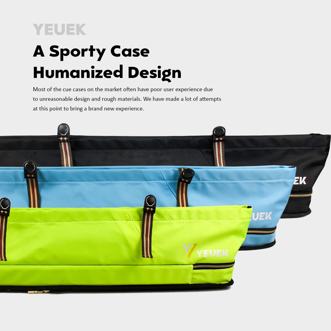 Premium Fluorescent Pool Cue Hard Case - Holds 3 Cue Butts & 4 Shafts with Large Zippered Accessory Pockets & Adjustable Shoulder Strap | Durable Protection for Billiards, Pool Halls, Tournaments & Travel