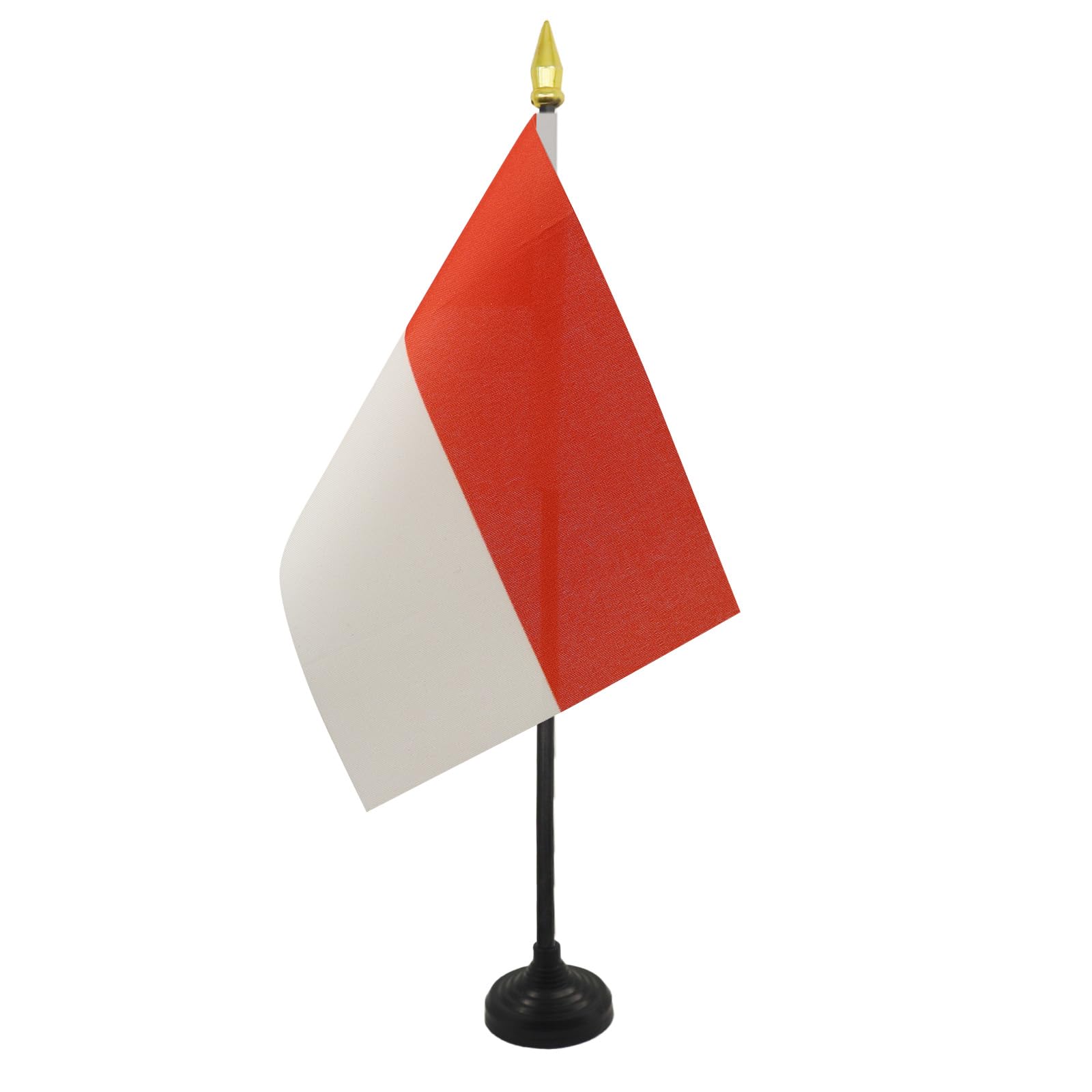 AZ FLAG Monaco Table Flag 4'' x 6'' - Monégasque Mini Desk Flag 100% Polyester 15 x 10 cm - Office Banner with 10'' Golden Spear Pole - Perfect for Home, Office Decor & International Events