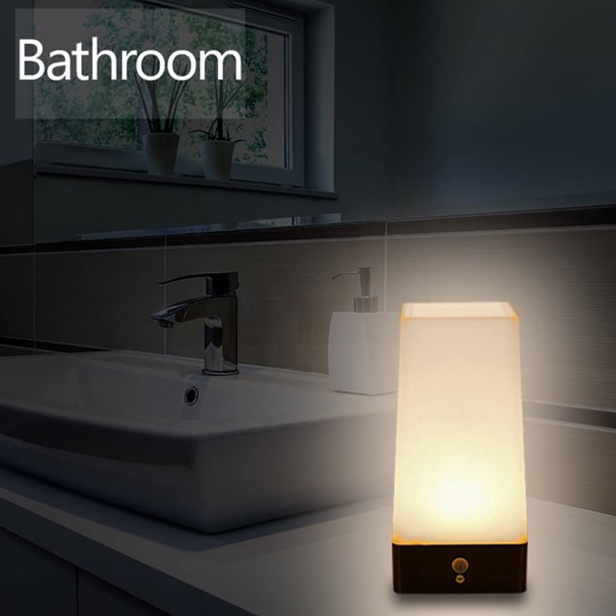 Energy-Saving LED Night Light with Motion Sensor - Battery Powered Mini Bedside Lamp for Bedroom, Living Room & Corridor - Auto On/Off Square Nightlight for Safety & Convenience (Ideal for Kids, Elderly & Nighttime Bathroom Visits)