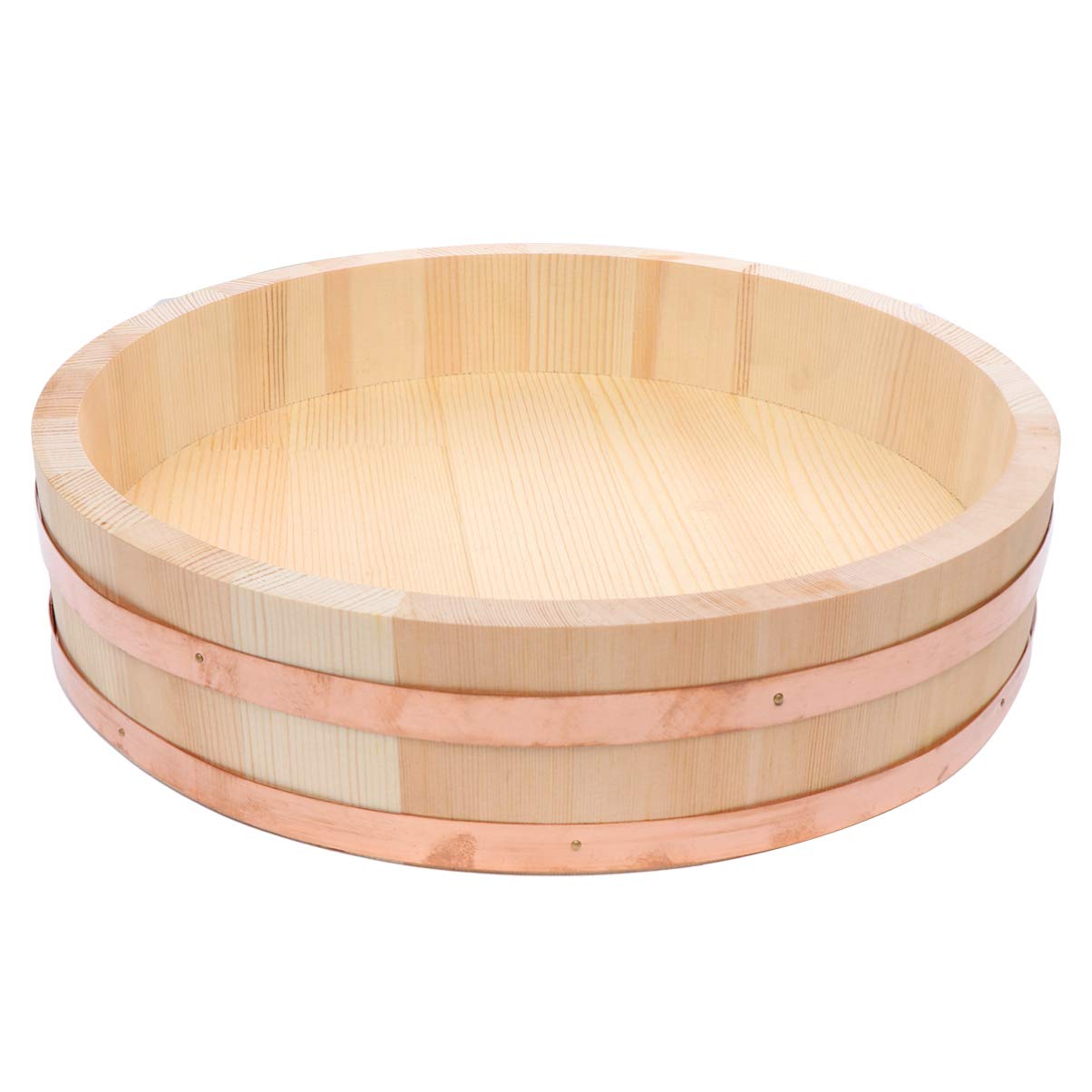 YARDWE 2-Piece Japanese Sushi Rice Bowl Set - Wooden Hangiri Sushi Oke Rice Mixing Tub for Sushi Making, Korean Bibimbap & Home Kitchen Use - Traditional Japanese & Korean Style Rice Holder Bucket
