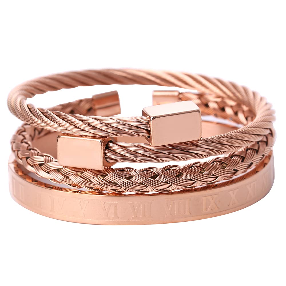 HYHONEY Stainless Steel Beaded Bracelet for Men & Women - Micro Pave Zircon Cuff Bangle | Perfect for Casual Wear, Gifts & Fashion Accessories