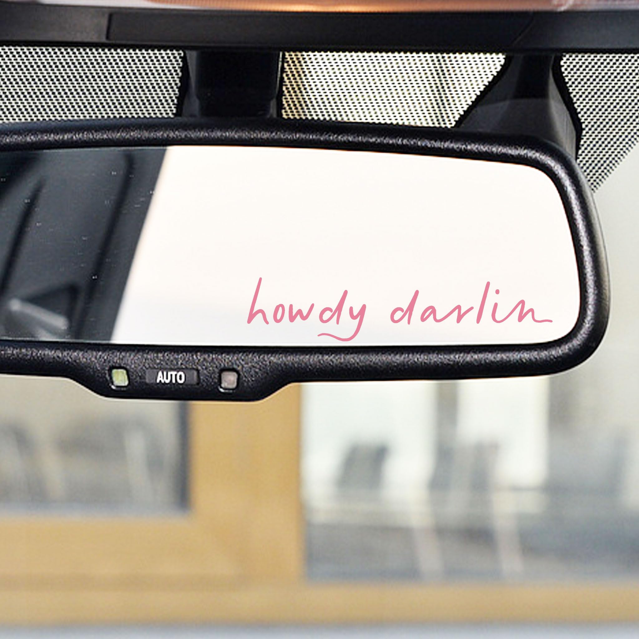 2 Pack Howdy Darlin Car Decals - Western Style Window Stickers with Positive Affirmations for Girls, Pink Mirror Decals for Rear View & Auto Decor - Perfect for Trucks, SUVs and Personalizing Your Vehicle