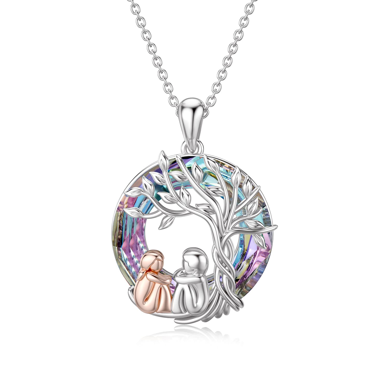 925 Sterling Silver Tree of Life Necklace for Sisters - 2/3/4 Sisters Crystal Jewelry Gift for Women, Daughter, Friends | Birthday, Mother's Day Present | Meaningful Sister Bonding Keepsake for Special Occasions