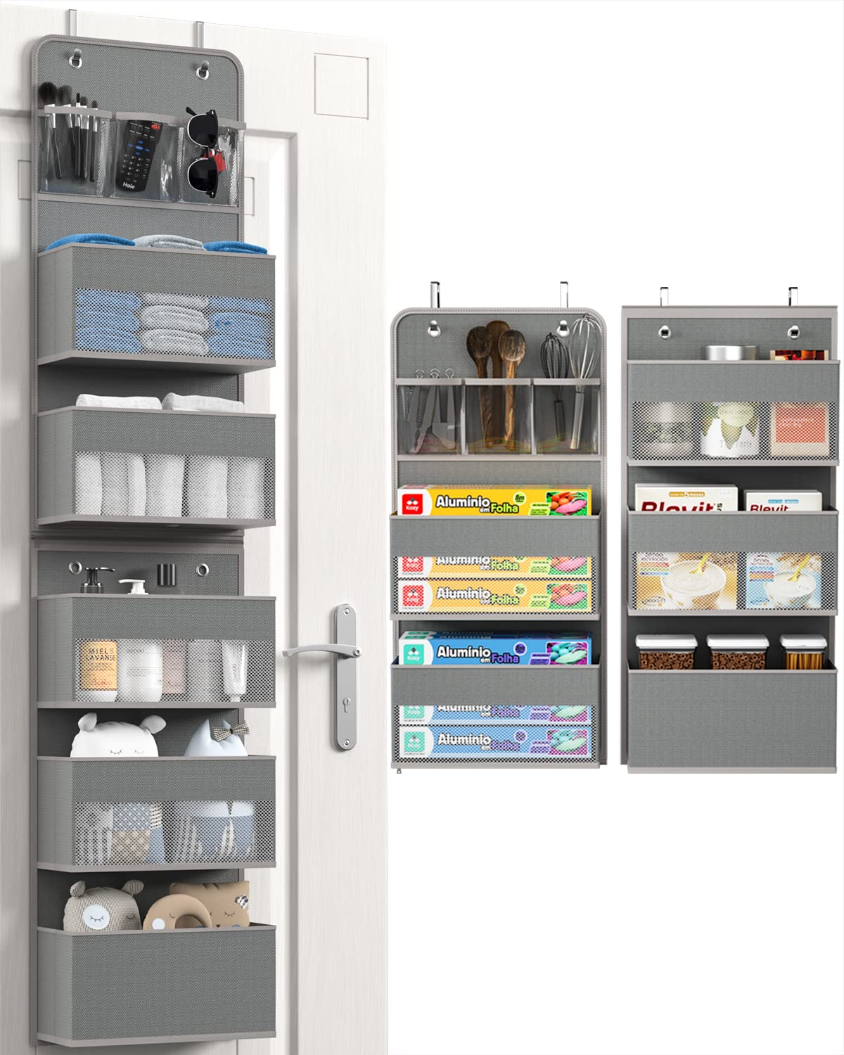6-Shelf Over Door Organizer for RV & Camper Storage - Grey Hanging Bathroom & Closet Organizer | Perfect for Toys, Diapers, Bedroom & Wall Mount Storage Behind Doors
