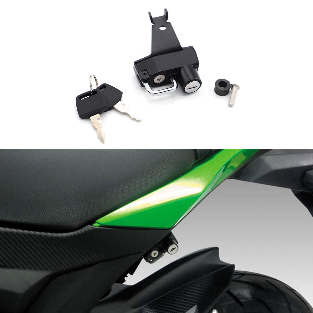 Anti-Theft Motorcycle Helmet Lock - Secure Helmet Security Cable Lock Compatible with Kawasaki Z125/Pro 2016-2023 Models (Black) - Perfect for Parking, Commuting & Road Trips