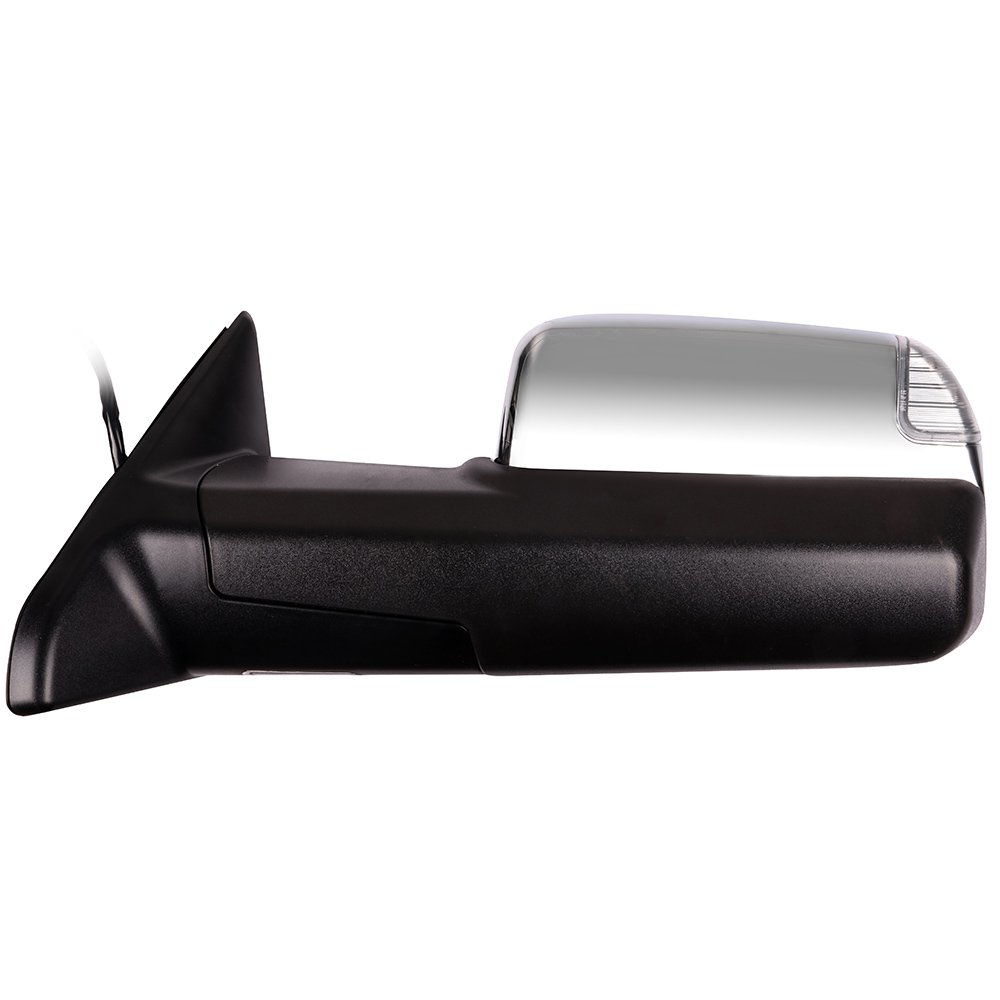 CCiyu Chrome Power-Adjusted Heated Towing Mirrors with Turn Signal & Puddle Light - Compatible with 2011-2018 Ram 1500/2500/3500 & 2009-2010 Dodge Ram 1500 - Perfect for Towing, Off-Roading & Night Driving