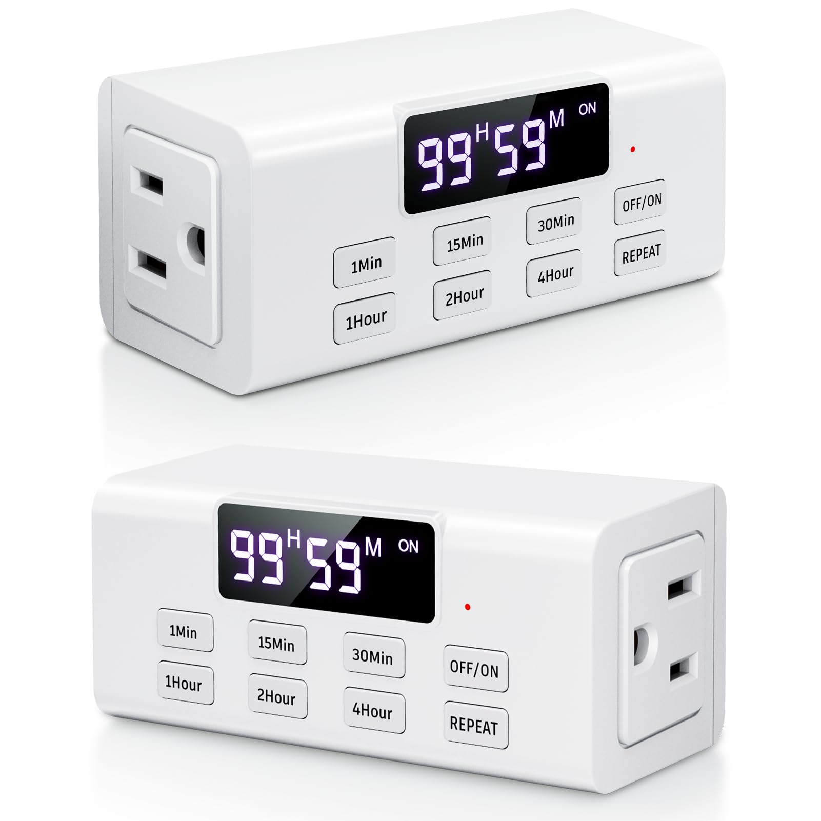 99-Hour Digital Countdown Timer Outlet with Large LCD Screen & Auto Shut Off - 2 Pack for Home, Office, Vacation Security - Perfect for Chargers, Lights, Appliances & Energy Saving