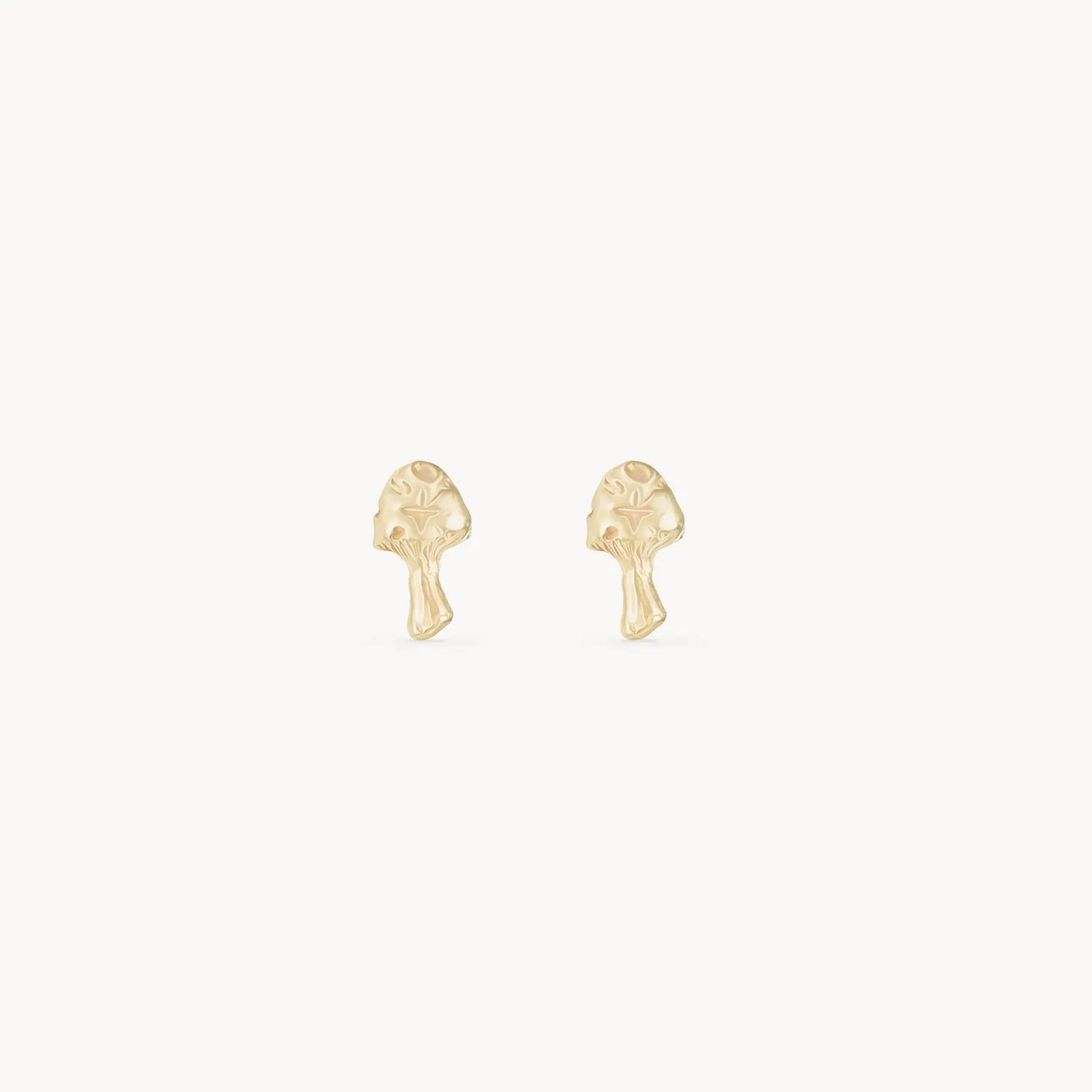 Enchanted Spirit Mushroom Earrings - 14K Yellow Gold Stud Earrings for Women, Boho Nature-Inspired Jewelry - Perfect for Festivals, Parties & Everyday Wear