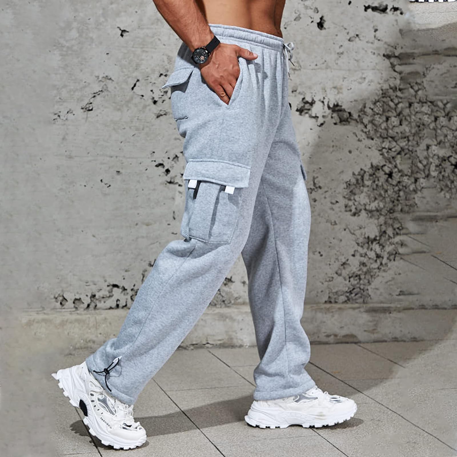 **Men's Cargo Pants - Casual Work Hiking Sweatpants with Multi-Pockets | Baggy Jogger Trousers for Sports & Outdoor Activities | Perfect for Work, Travel, and Adventure**