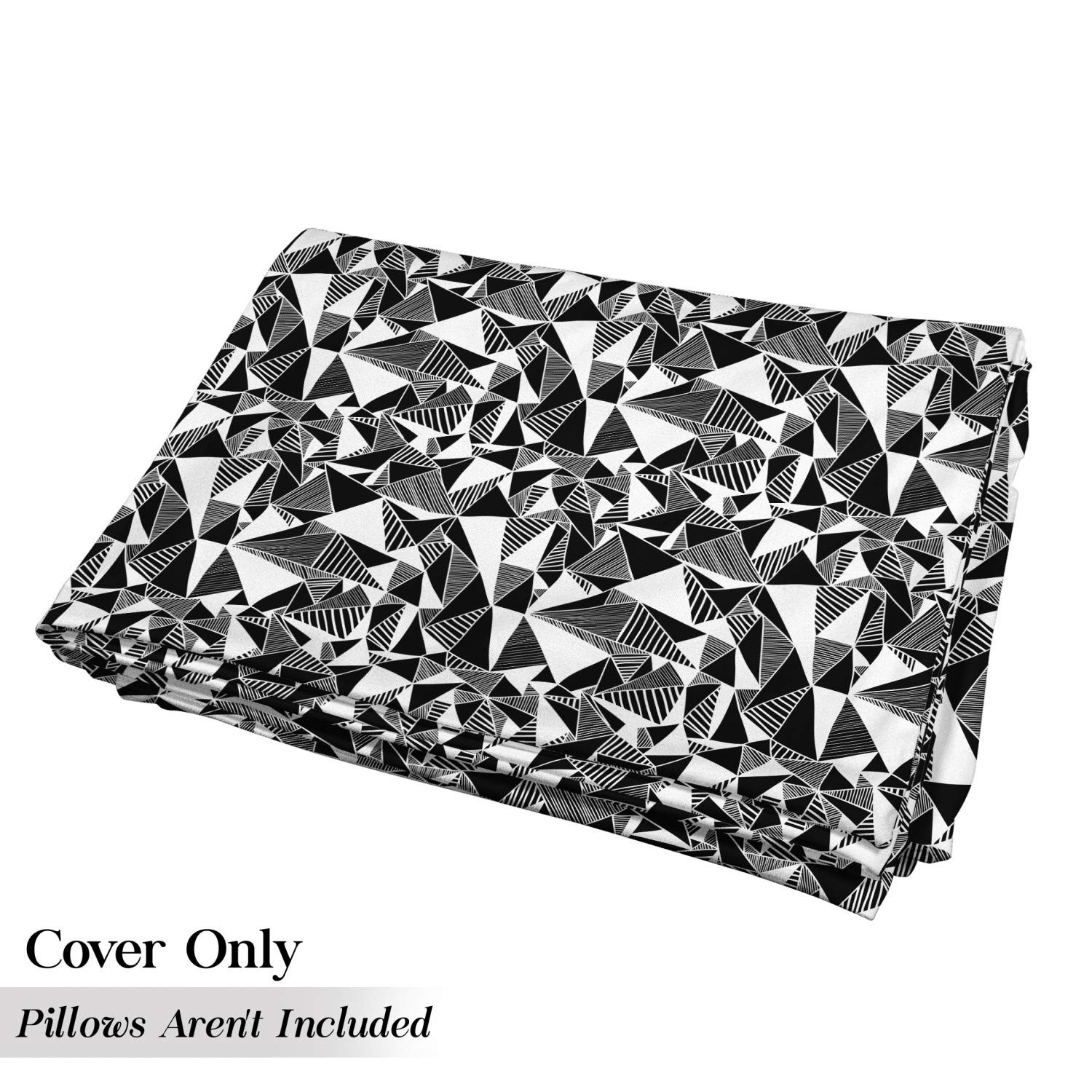 Ambesonne Abstract Floor Pillow Cover - Modern Black & White Geometric Design with Triangle Pattern, 88