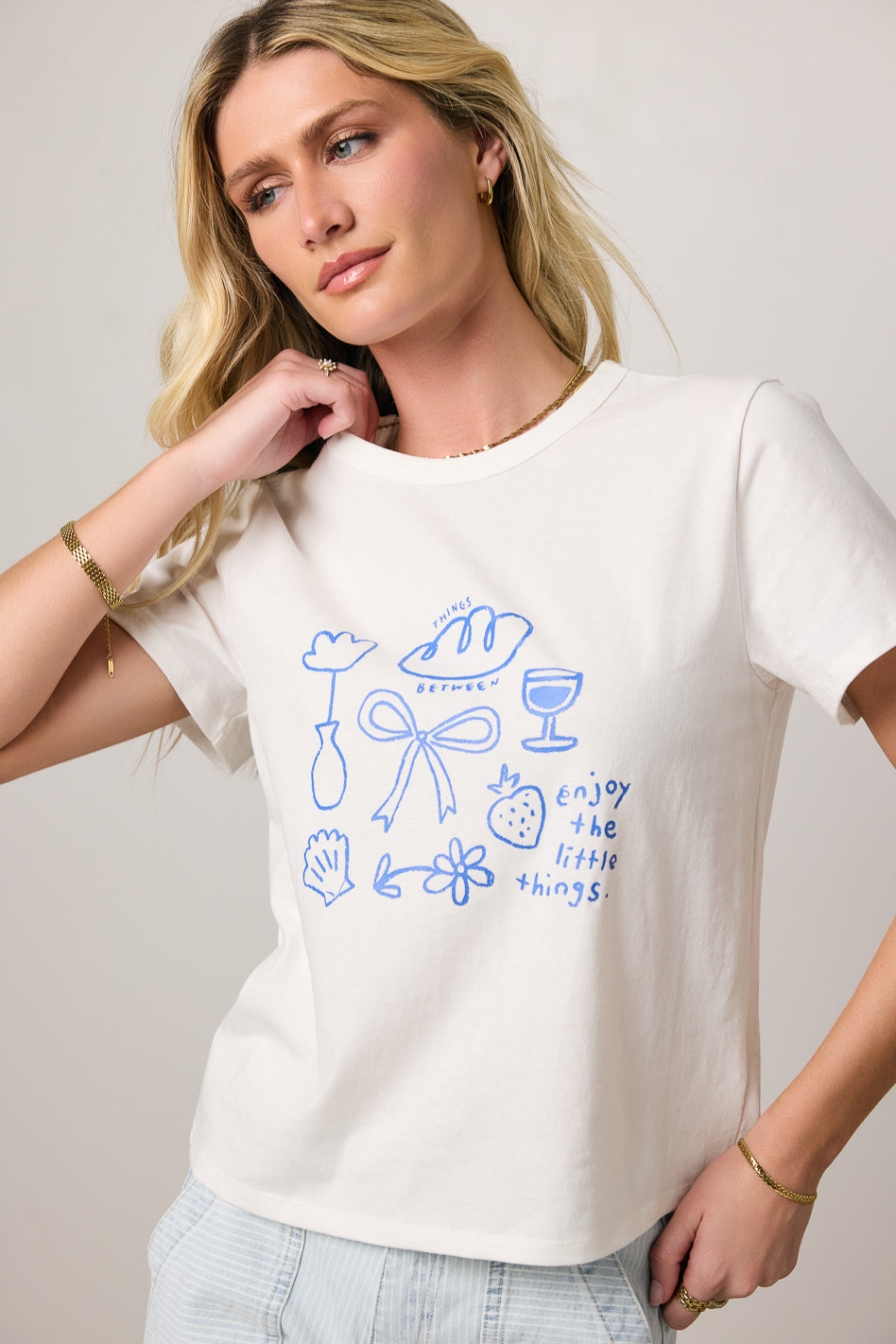 Bella Mia Graphic Tee - Soft Cotton Women's T-Shirt in Blue | Casual Streetwear & Everyday Outfit Essential