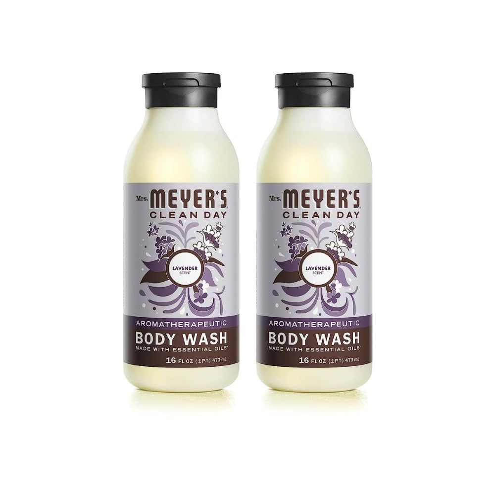 Mrs. Meyer's Clean Day Lavender Scented Body Wash - 16 Fl Oz (Pack of 2) | Moisturizing & Soap-Free Shower Gel for Relaxing Bath Time & Daily Skincare Routine