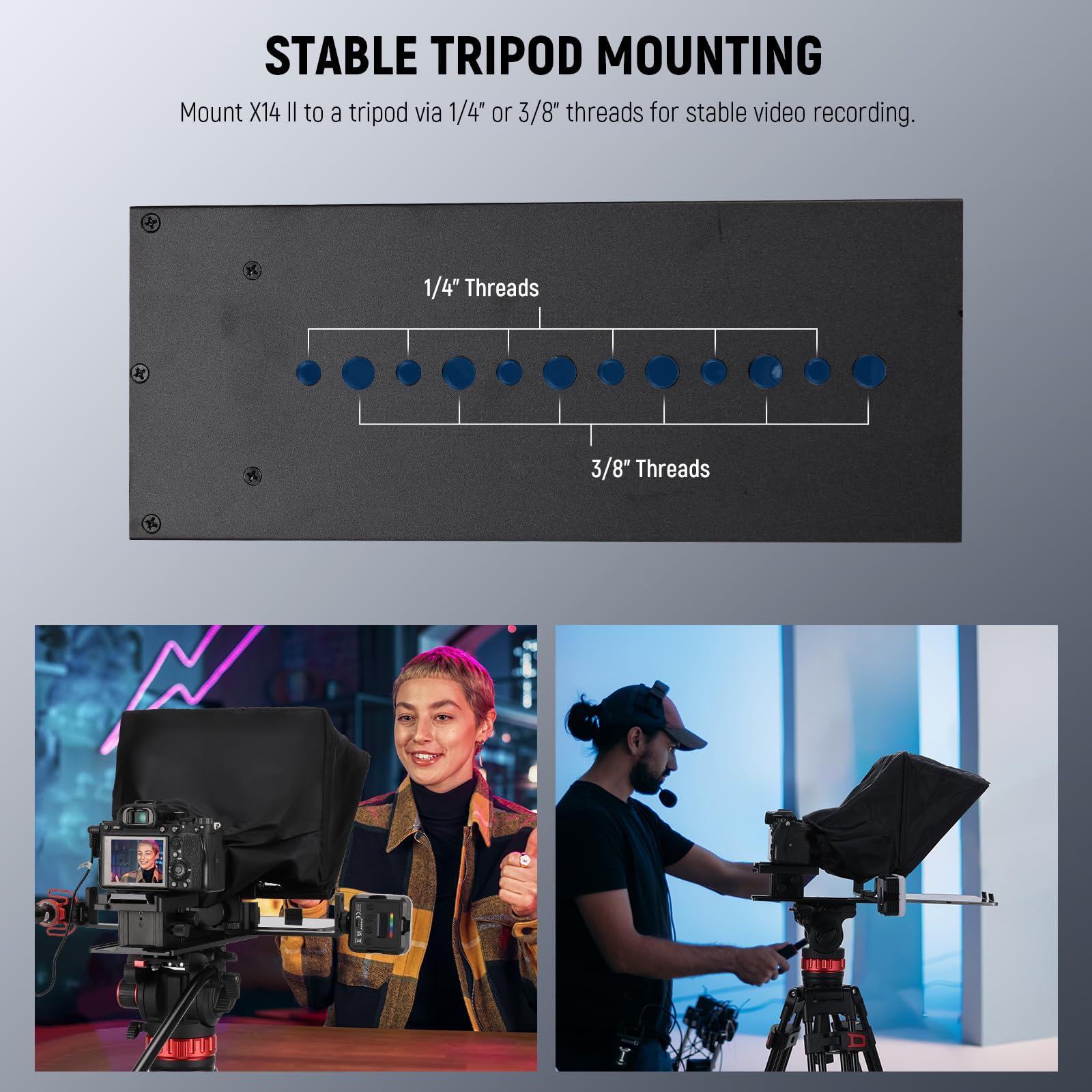 NEEWER X14 II Teleprompter with Adjustable Height Camera Mount & QR Plate - Compatible with 501PL, iPad, iPhone, Samsung & DSLR Cameras - 14