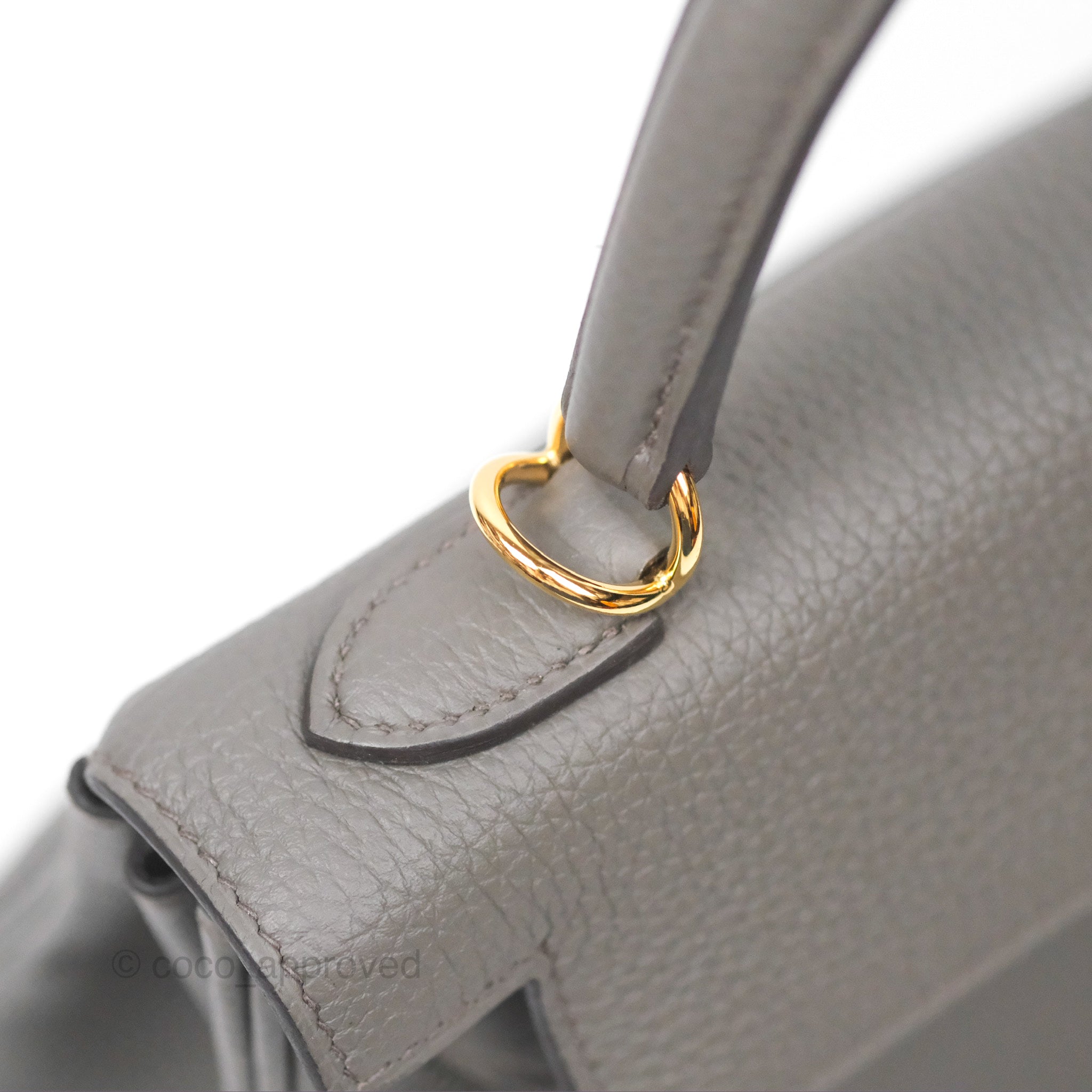 Authentic Hermès Kelly 25 Retourne Bag in Gris Etain (8F) Togo Leather with Gold Hardware - Luxury Handbag for Women | Perfect for Work, Travel & Special Occasions