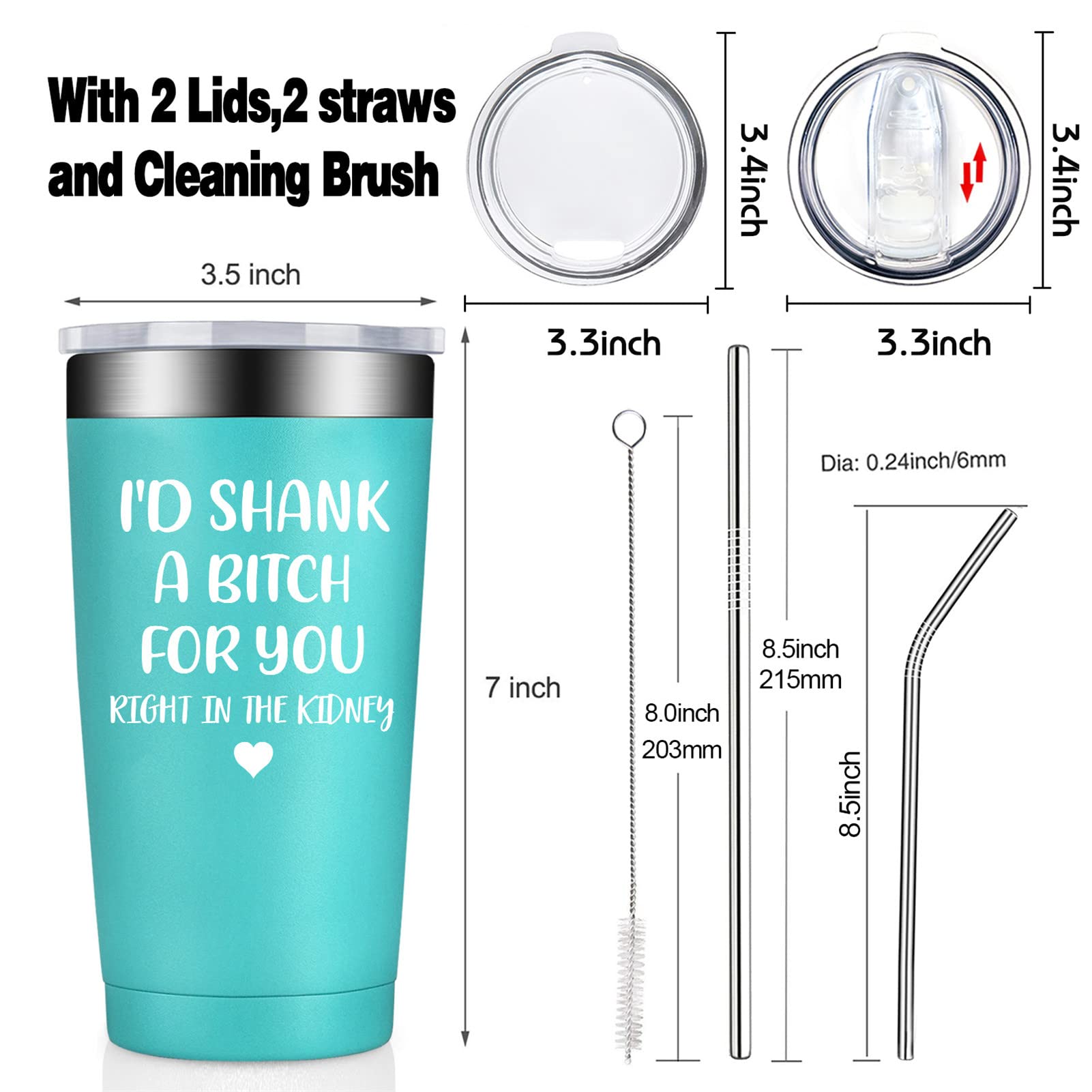 BIRGILT Best Friend Birthday Gifts for Women - Funny 'I'd Shank a B for You' Tumbler Cup - 20oz Insulated Stainless Steel Mug for Female Friends, Coworkers, Sisters, Besties - Perfect for Office, Home, or Travel Use