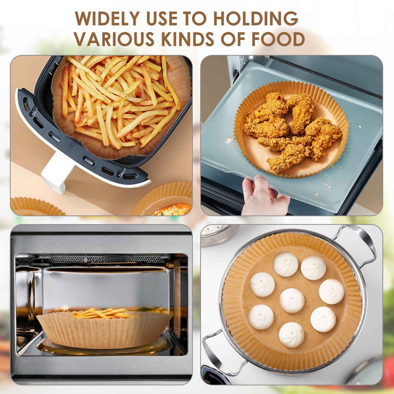 Disposable 9-Inch Round Air Fryer Liners - 100 Pack Parchment Paper for Air Fryer, Oven & Microwave Baking | Perfect for Healthy Cooking, Meal Prep & Quick Cleanup
