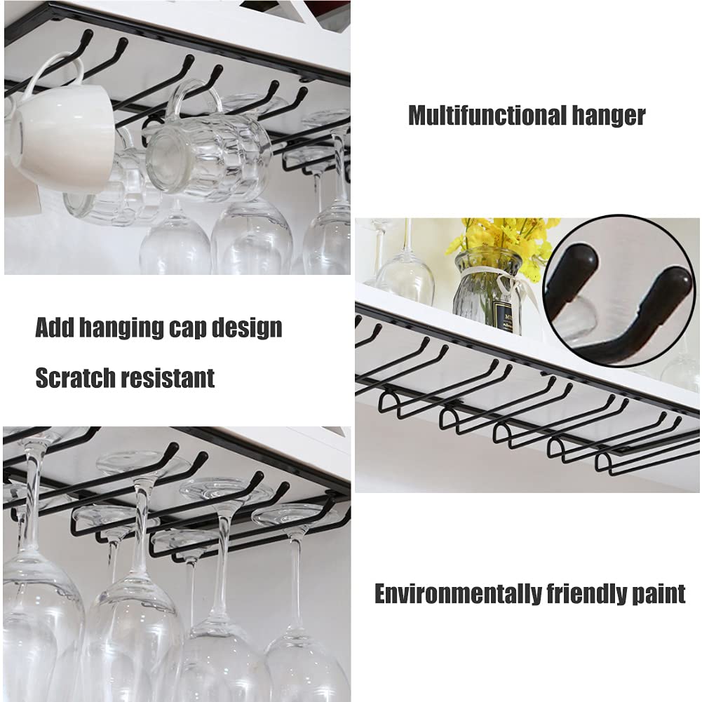 12 Inch Under Cabinet Wine Glass Rack - 3-Tier Stemware Holder with Rustproof Iron Frame for Kitchen Storage & Air Drying | Perfect for Home Bars, Restaurants & Wine Enthusiasts