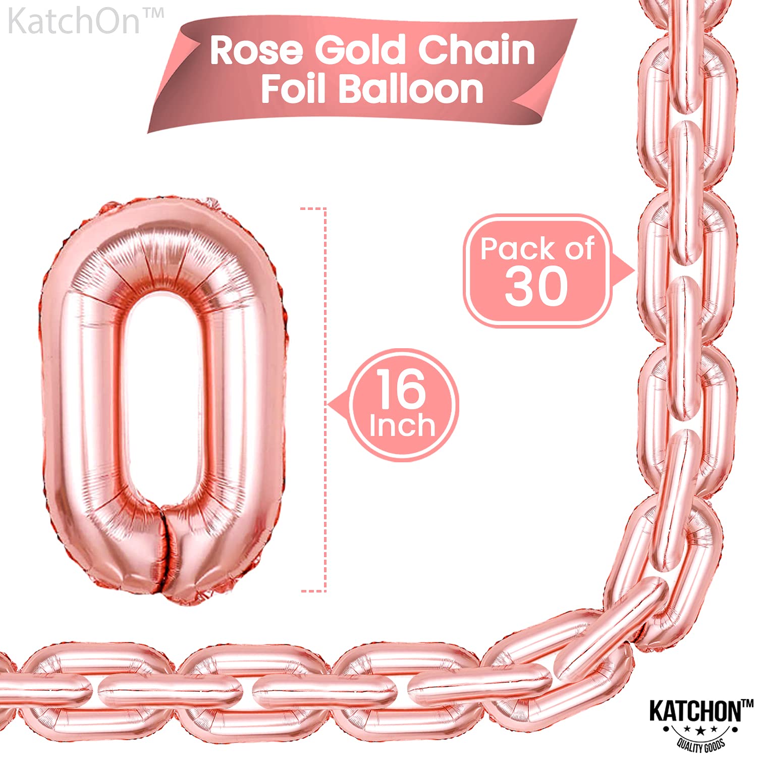Rose Gold Chain Link Balloons - Pack of 30 | 90s Party Decorations, Hip Hop Party Supplies, Bachelorette Party Decor | Perfect for Birthday, Bridal Shower & Themed Events