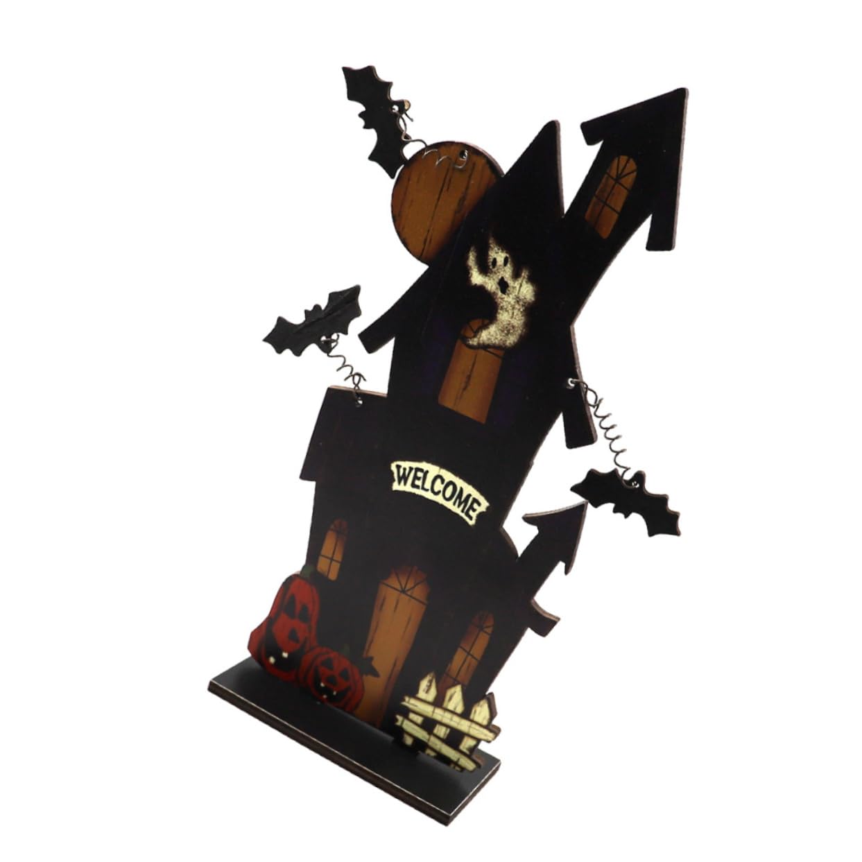 IMIKEYA Wooden Castle Bat Ornament - Spooky Halloween Decor for Home, Table, and Party | Funny Desktop Statue & Party Prop for Halloween Decorations