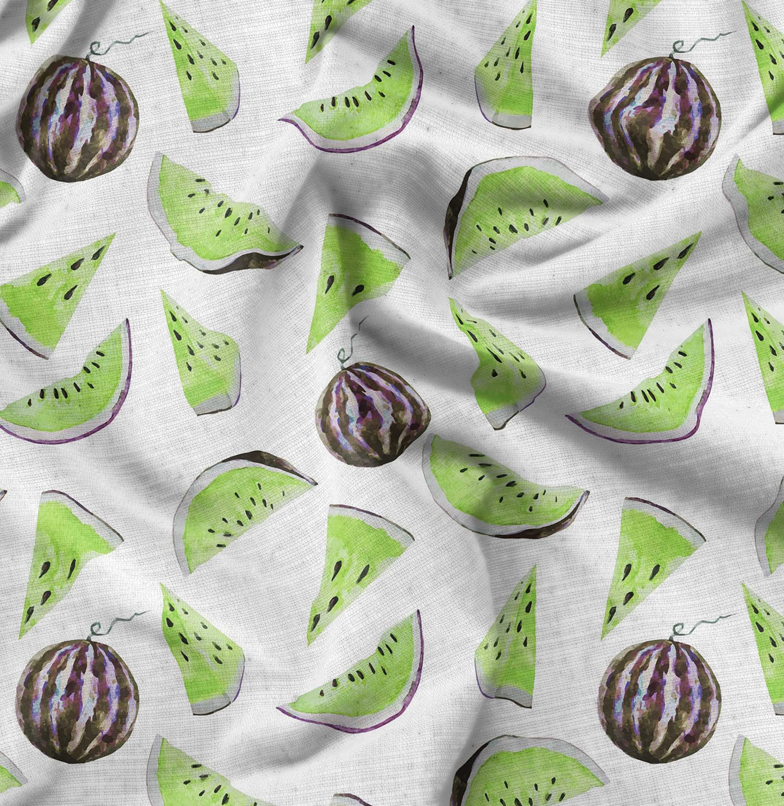 Soimoi Moss Georgette Brown Fabric by The Yard - 42 Inch Wide Watermelon Fruit Print Material - Lightweight Summer Fabric for Dresses, Blouses & DIY Projects - Refreshing Floral Pattern Sewing Fabric for Women's Fashion