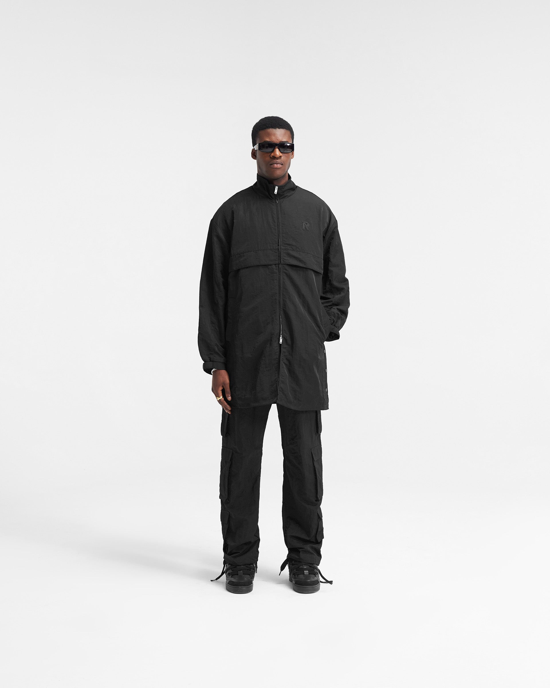 Men's Black Track Overcoat - Stylish Winter Coat for Running, Hiking & Outdoor Activities