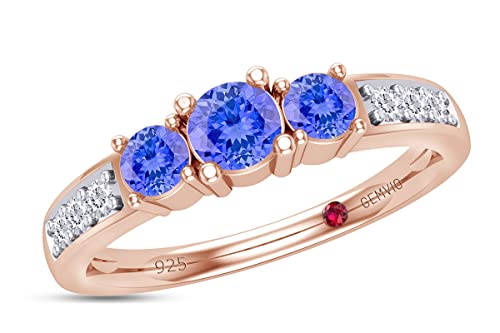 Natural Tanzanite Rose Gold Over Silver
