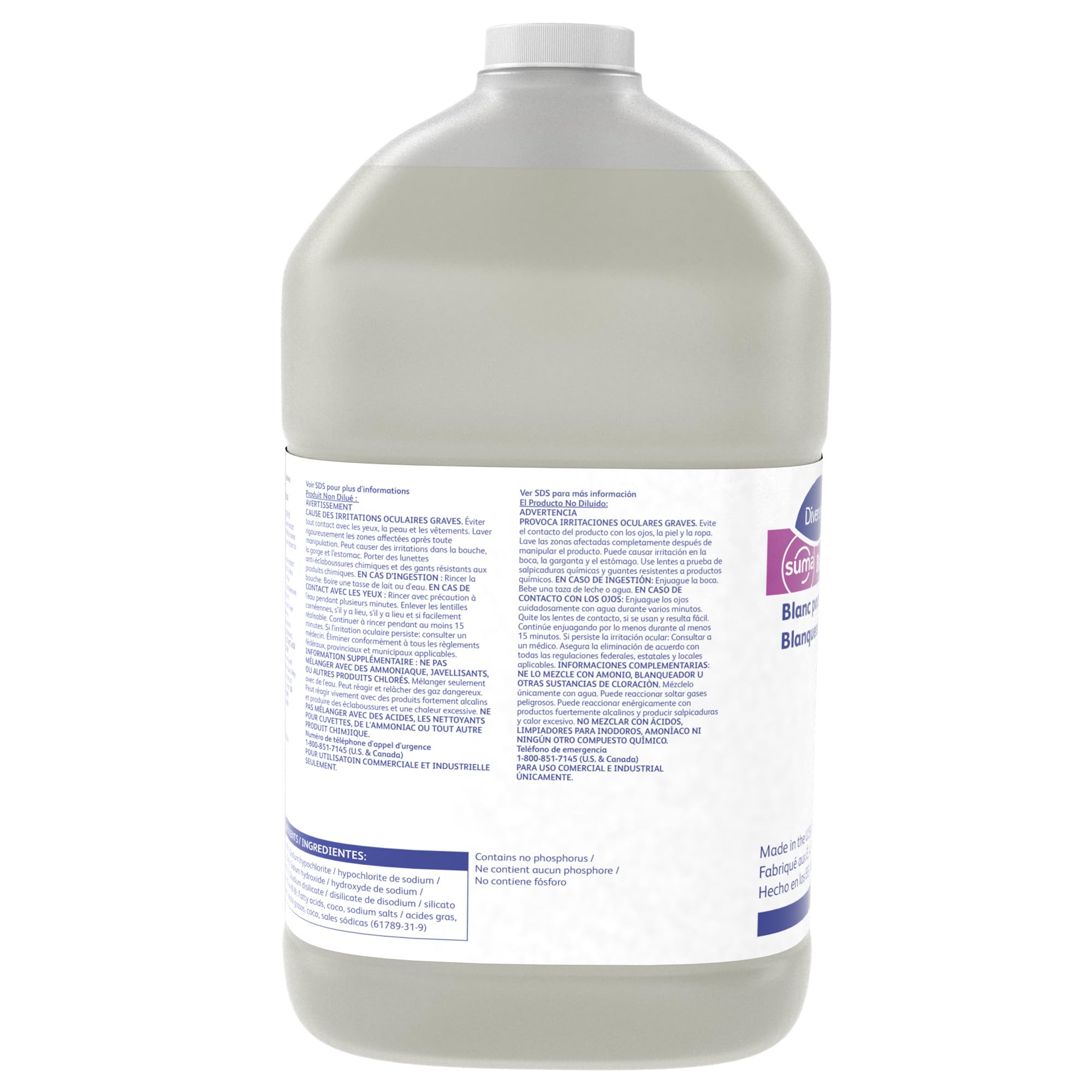 Diversey 904404 SUMA Block Whitener - Stain Remover for Cutting Boards & Chopping Blocks, Ready-to-Use 1-Gallon (4-Pack) | Professional Kitchen Cleaning Solution for Restaurants & Food Prep Areas