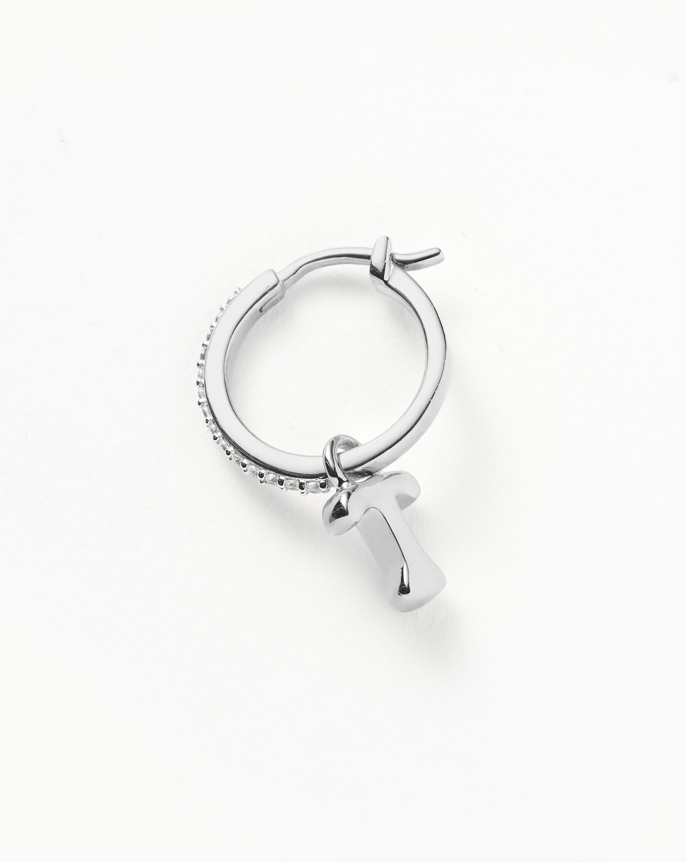 Personalized Initial Single Charm Hoop Earrings | Sterling Silver 925 | Dainty Letter Jewelry for Women | Perfect Gift for Birthday, Anniversary & Everyday Wear
