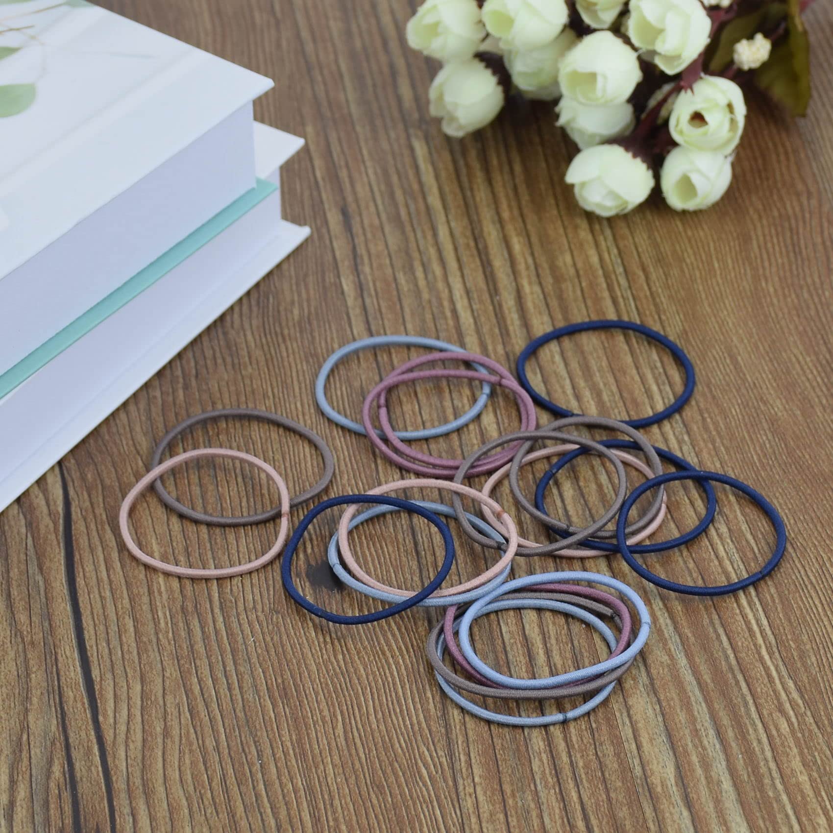50 Pcs Dark Blue Elastic Hair Ties - Soft No Damage Hair Bands for Women, Girls & Kids - Perfect for Ponytails, Braids & Everyday Hairstyles - Hair Accessories for School, Work & Sports