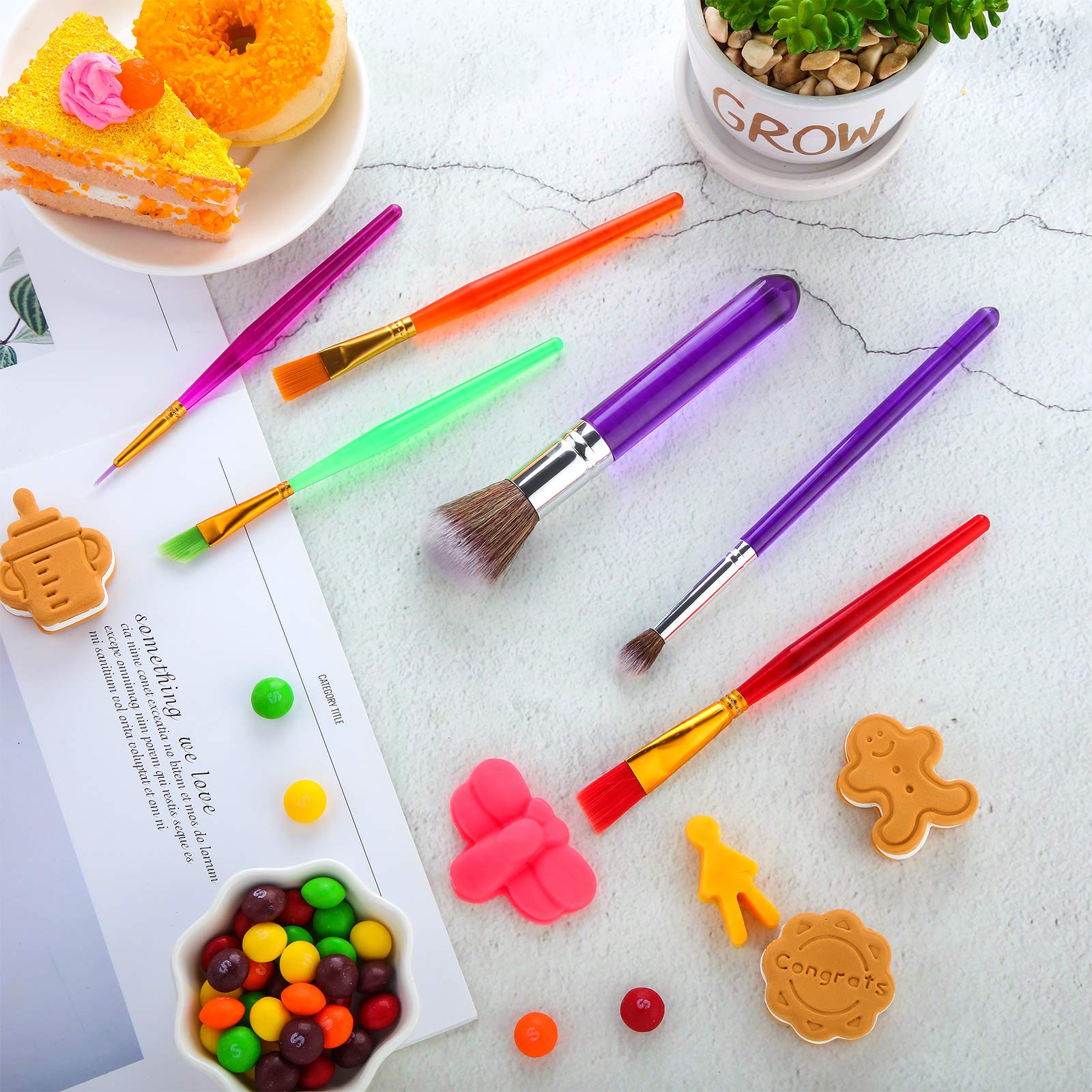 8-Piece Cake Decorating Brush Set - Food Safe Fondant & Gum Paste Tools for Painting Cakes, Chocolate, Cookies & Sugar Art - Perfect for Baking, DIY Desserts & Professional Pastry Decorating