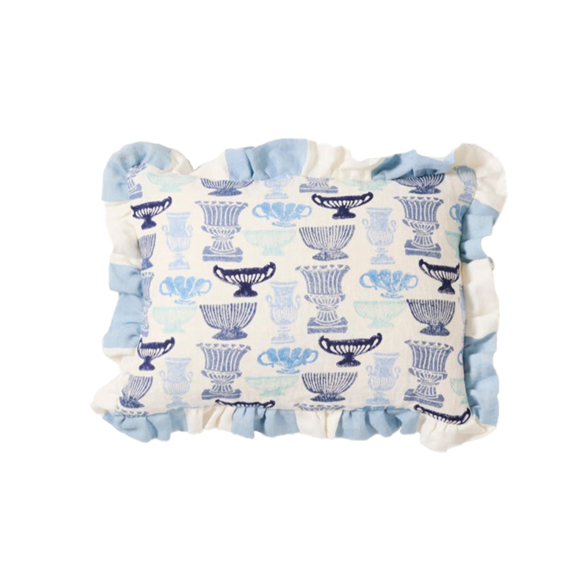 Blue Frilled Cushion Vases for Home Decor - Elegant Floral Arrangement Centerpiece for Living Room, Wedding, Party & Event Decorations