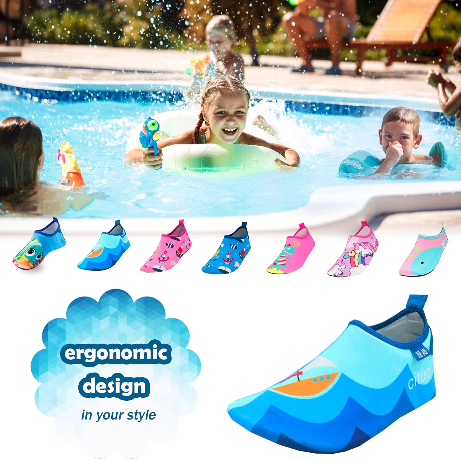 **Non-Slip Kids Summer Swim Shoes – Lightweight Water Shoes for Toddlers, Boys & Girls – Perfect for Pool, Beach & Water Play**