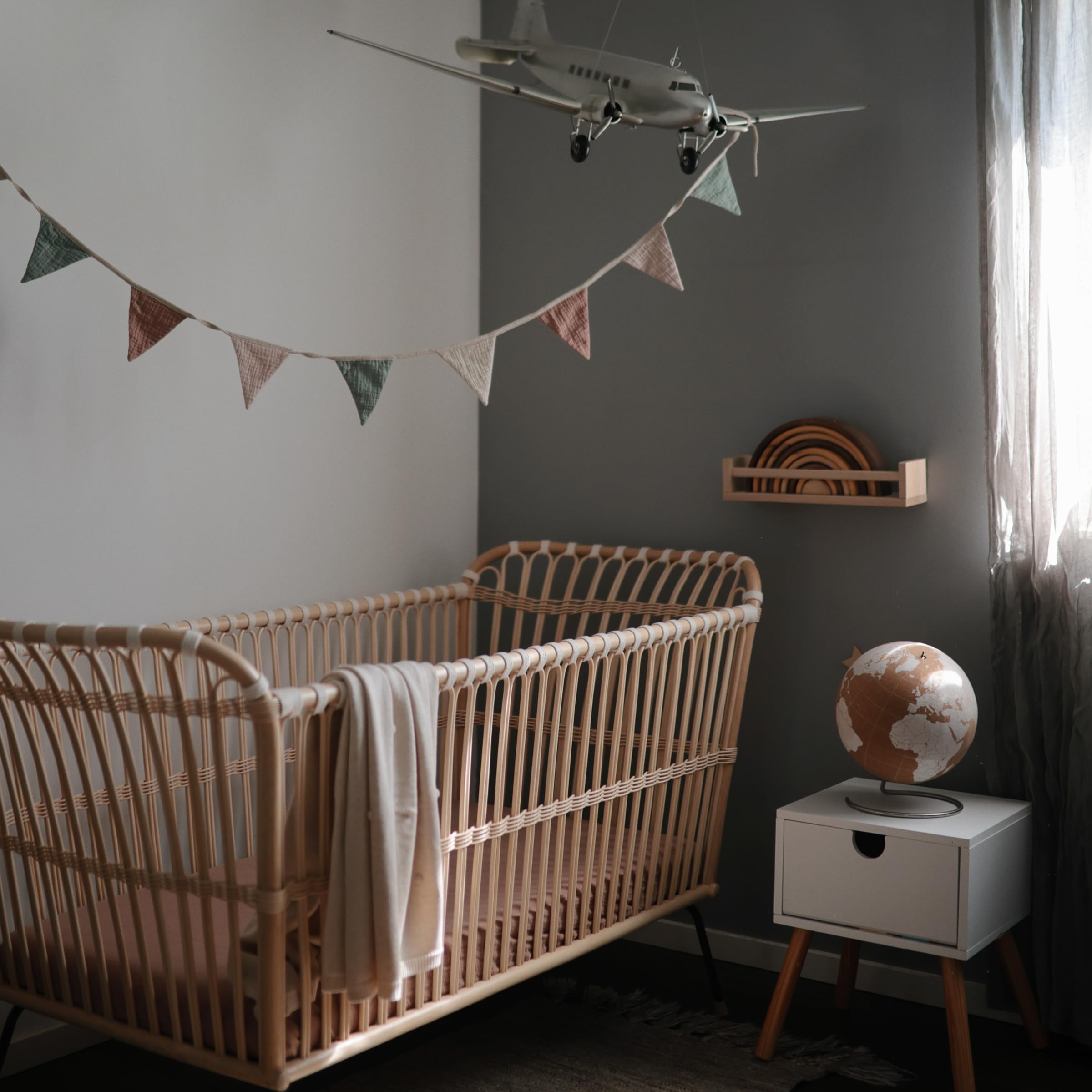 Mushie Baby Garland - Soft Cotton Nursery Decor for Newborns & Toddlers | Perfect for Cribs, Playrooms & Baby Showers | Gender Neutral Nursery Wall Hanging