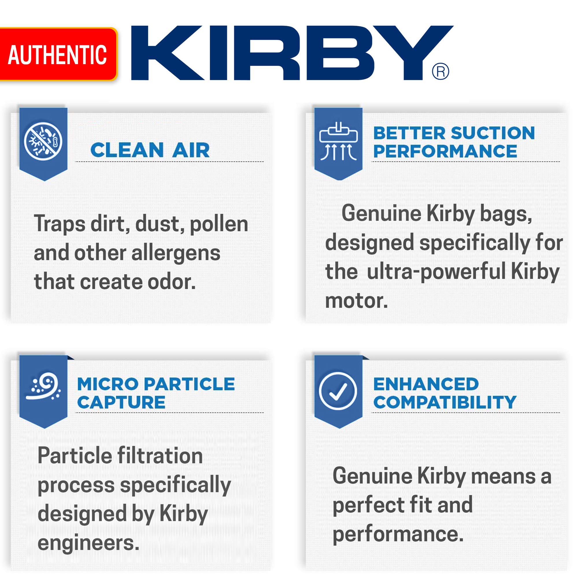 Kirby 204811 HEPA Filter Bags - 6 Pack (54 Bags Total) | Premium Micron Magic Filtration for Vacuum Cleaners | Ideal for Home Cleaning, Pet Hair Removal & Allergy Relief