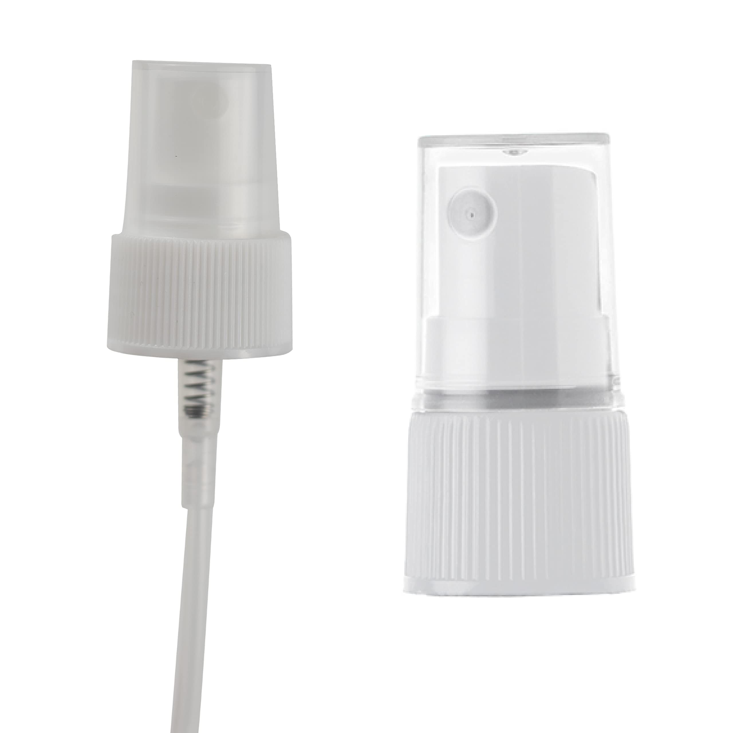 uh*Roh*Muh 20-410 White Plastic Mist Sprayer (Pack of 25) - Ribbed Neck Design for Hair Care, Skincare & Cleaning Solutions - Includes Clear Safety Cap for Storage - Ideal for Salons, Spas & Home Use